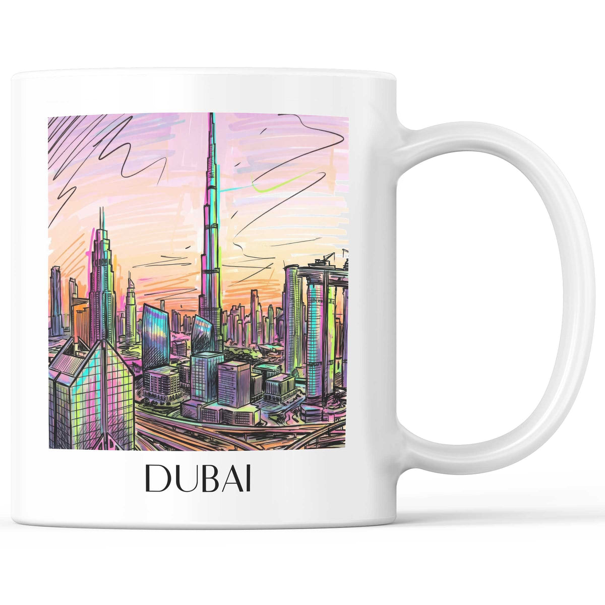Dubai - Vereinigte Arabische Emirate Becher - Kaffeetasse im Tag Graffiti Stil - favplace