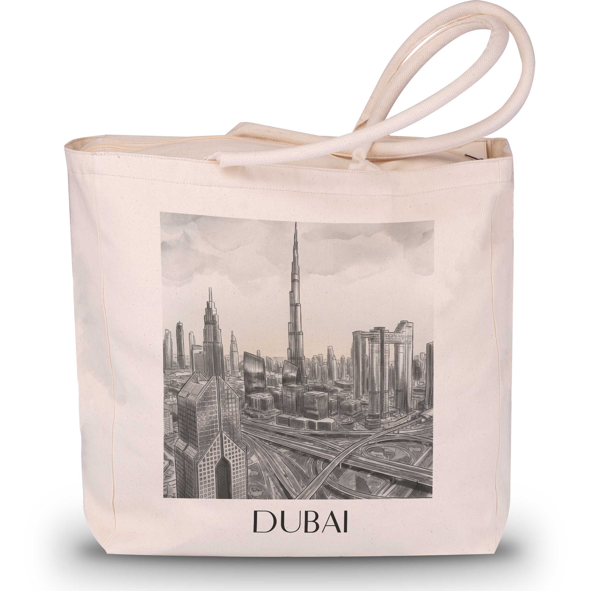 dubai-vereinigte-arabische-emirate-einkaufstasche-aquarell-schwarz-weiss