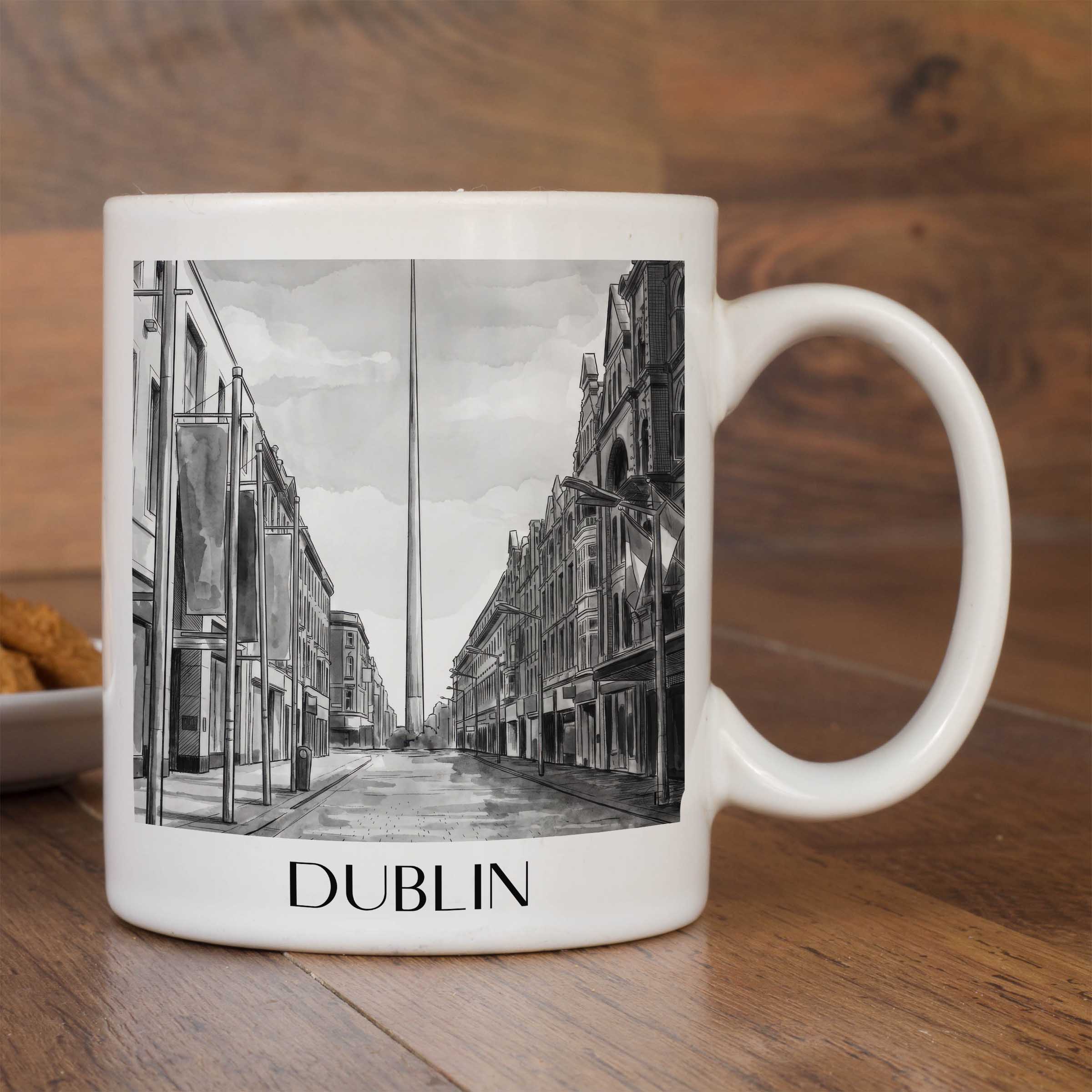 dublin-irland-kaffeebecher-aquarell-schwarz-weiss