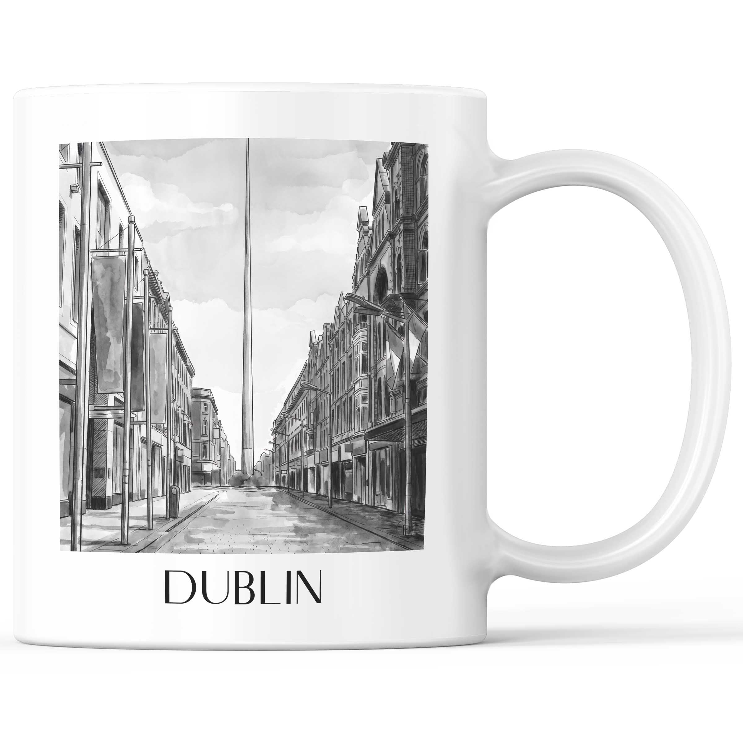 Dublin - Irland Becher - Kaffeetasse im Aquarell Schwarz-Weiß Stil - favplace
