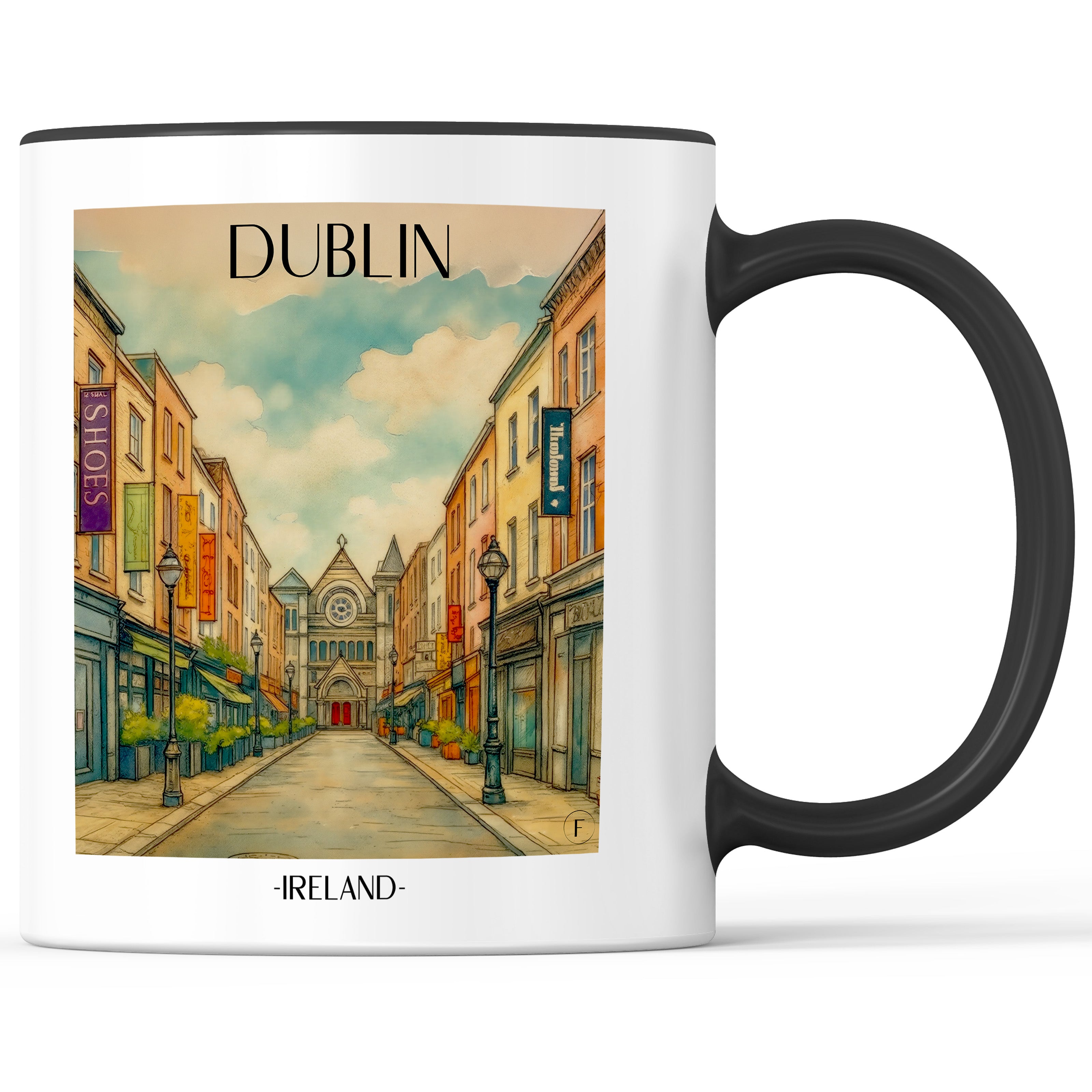 Dublin - Irland Becher - Kaffeetasse im Aquarell Stil - favplace