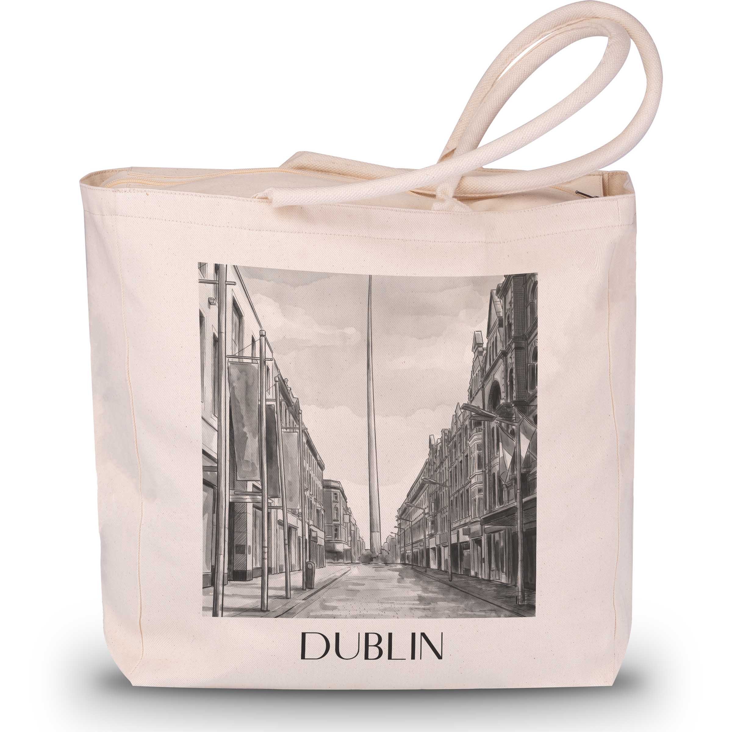 dublin-irland-einkaufstasche-aquarell-schwarz-weiss