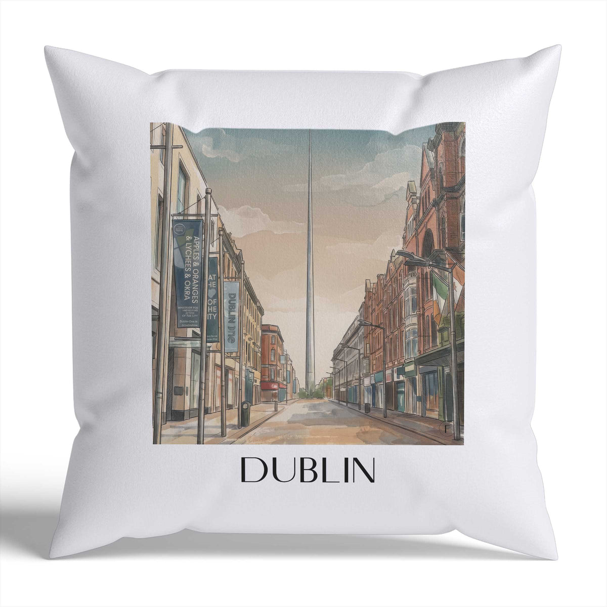 Dublin Kissenhülle - Zierkissen Bezug - Irland - Irland Kissen bzw. Kissenbezug im Aquarell Stil - favplace