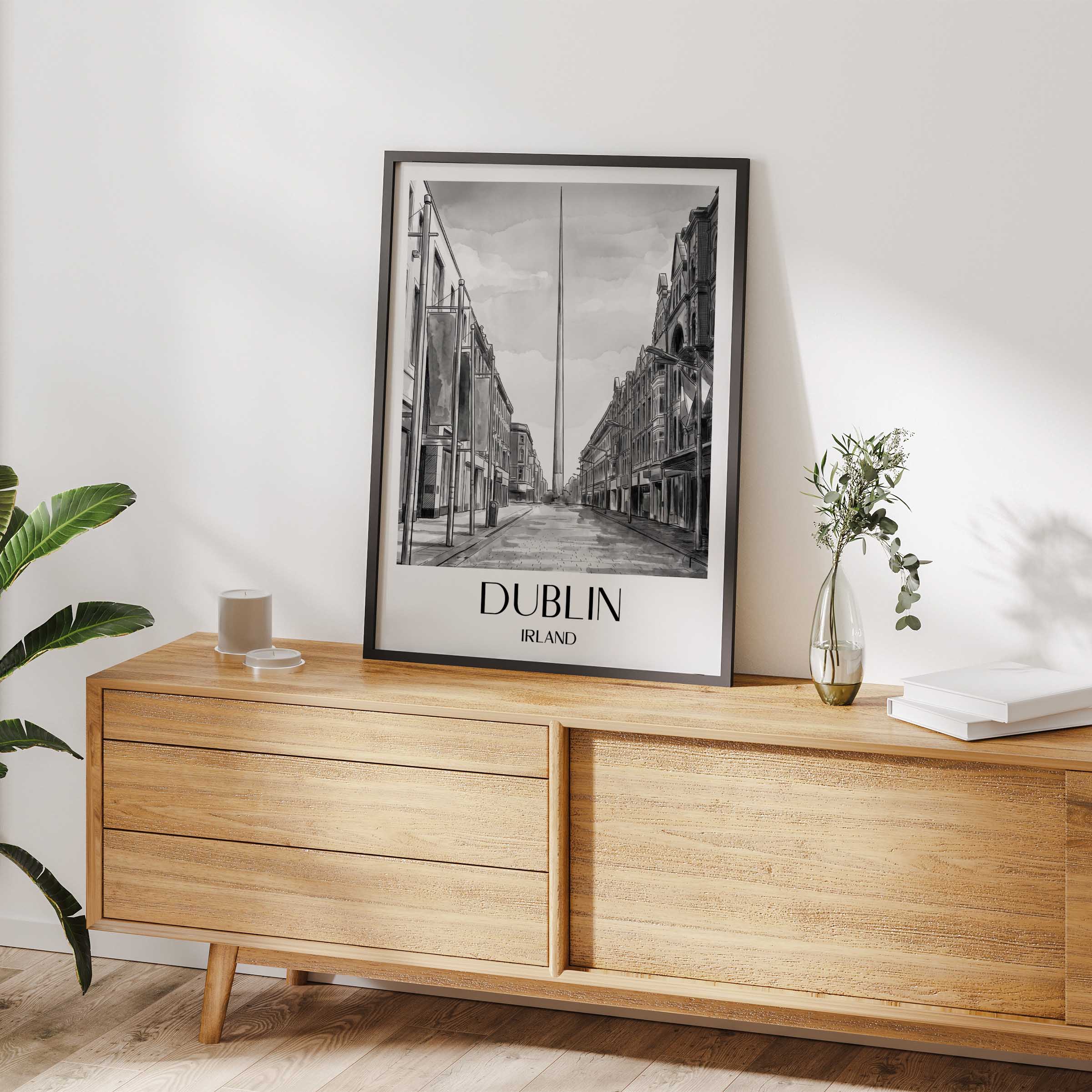 dublin-irland-poster-aquarell-schwarz-weiss