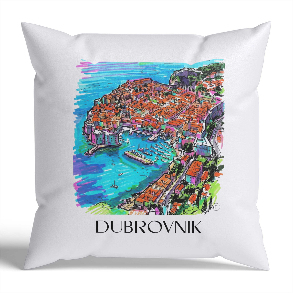 Dubrovnik Kissenhülle - Zierkissen Bezug - Kroatien - Kroatien Kissen bzw. Kissenbezug im Tag Graffiti Stil - favplace