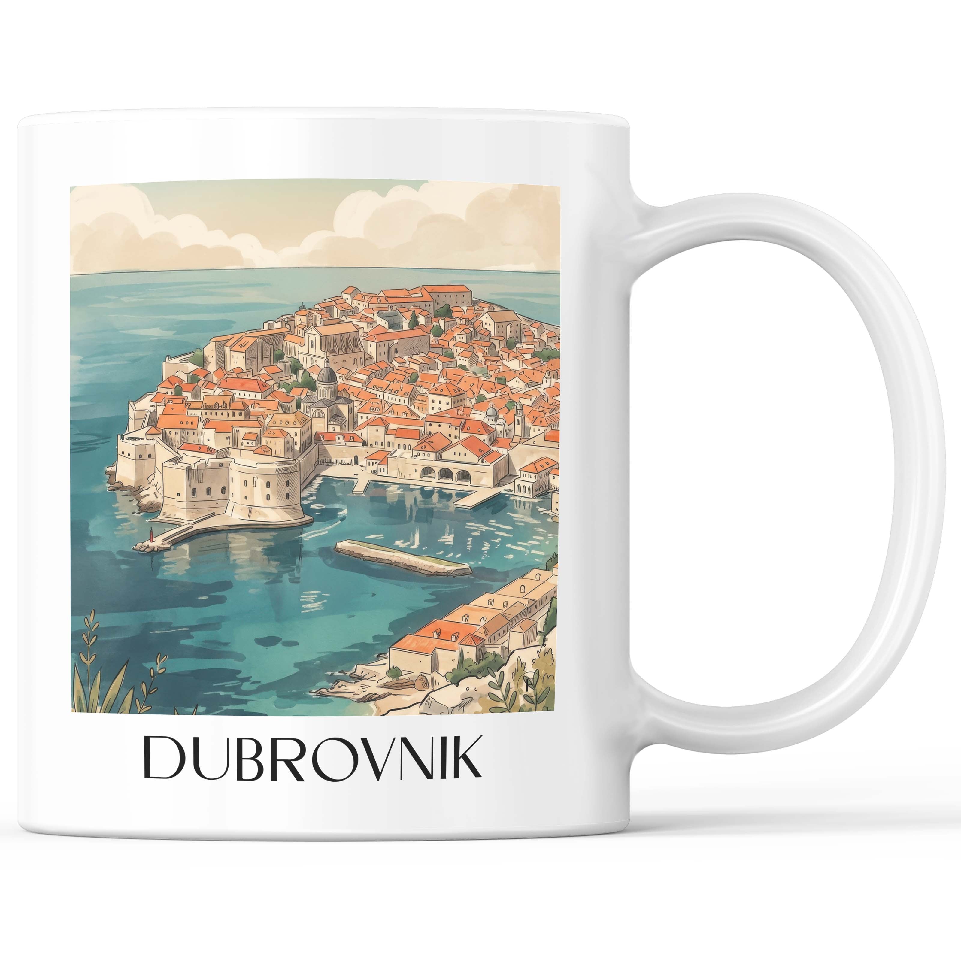 Dubrovnik - Kroatien Becher - Kaffeetasse im Aquarell Stil - favplace