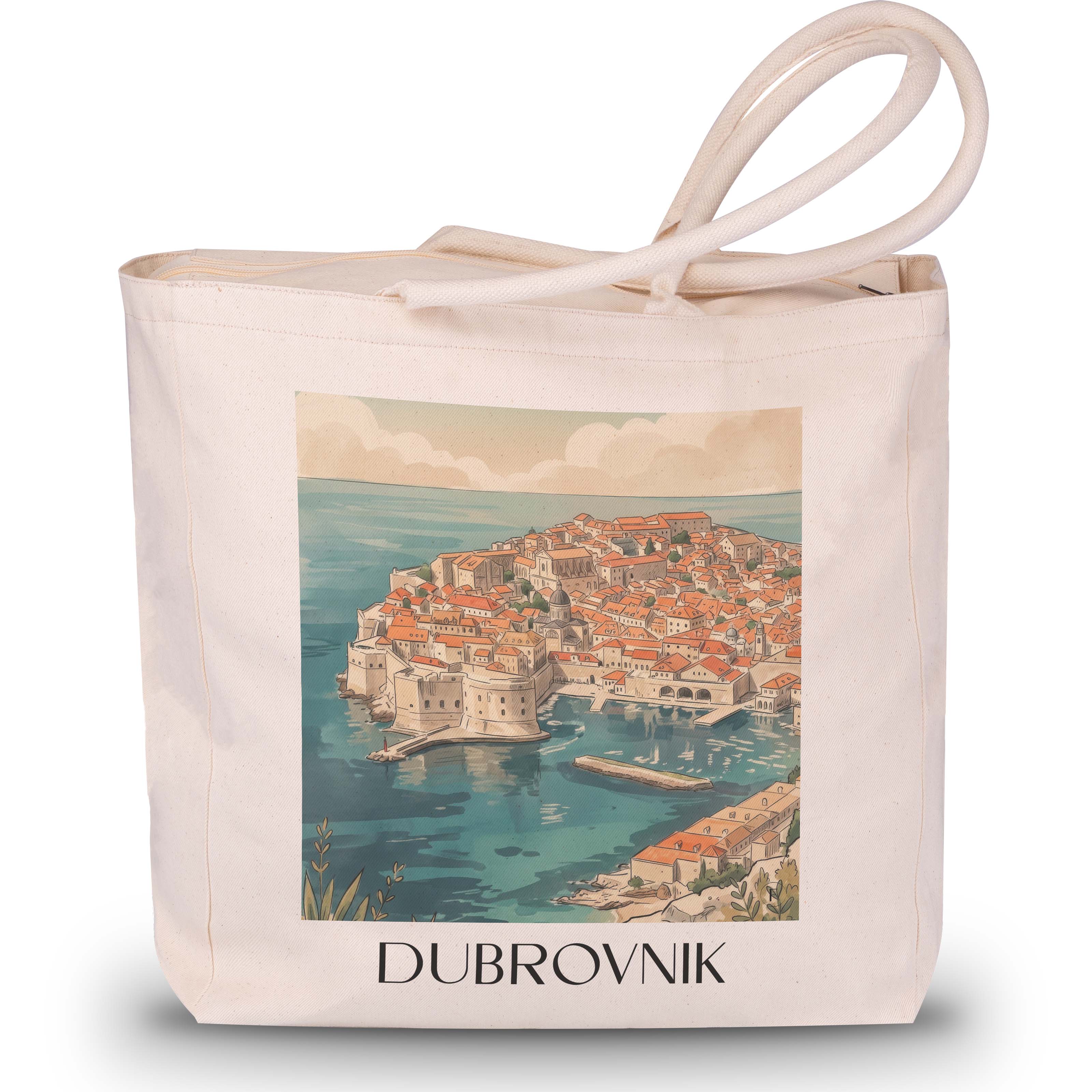 Dubrovnik - Kroatien Tote Bag - Einkaufstasche im Aquarell Stil - favplace