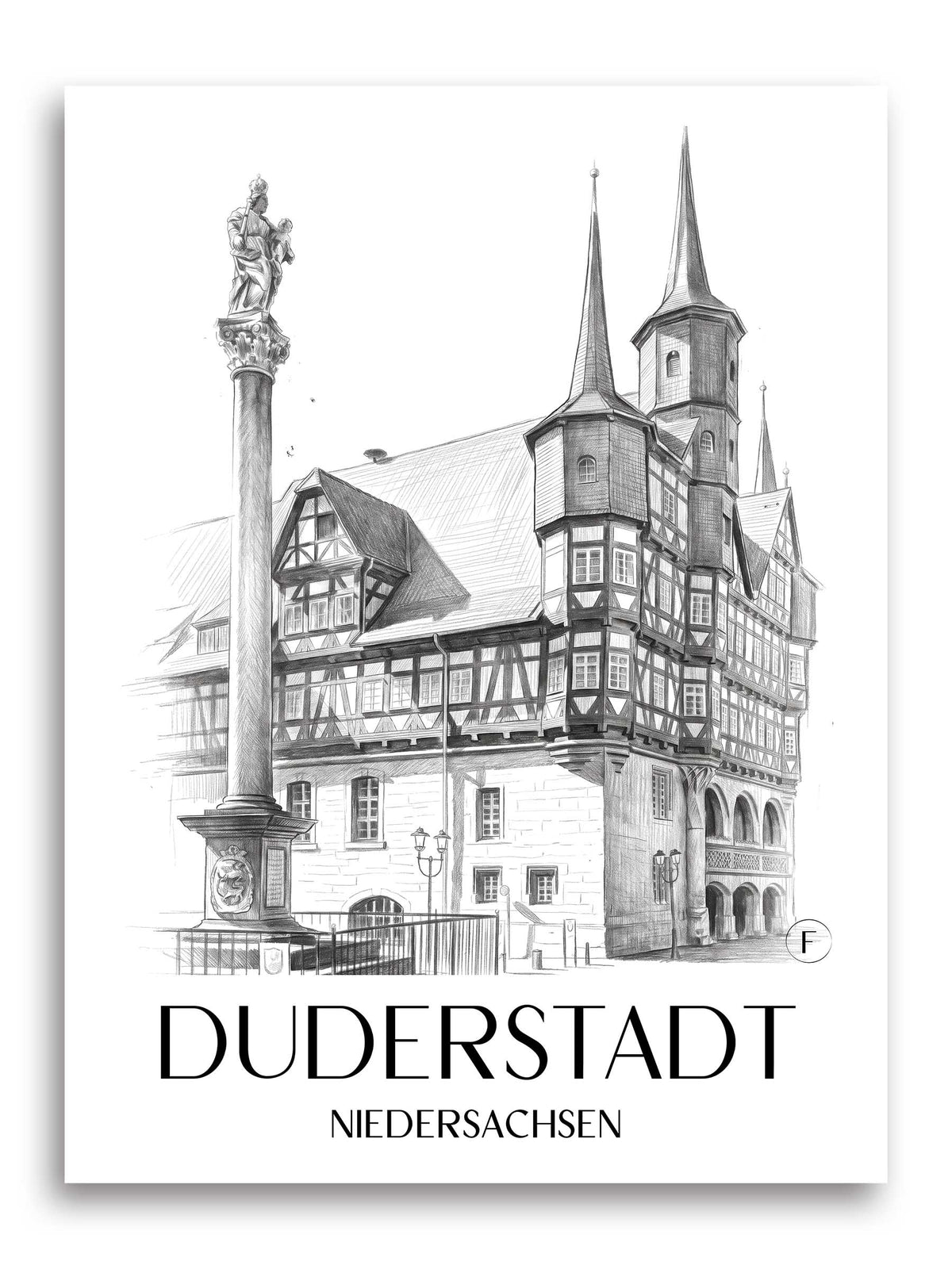 duderstadt-niedersachsen-deutschland-poster-bleistift-zeichnung-drawing