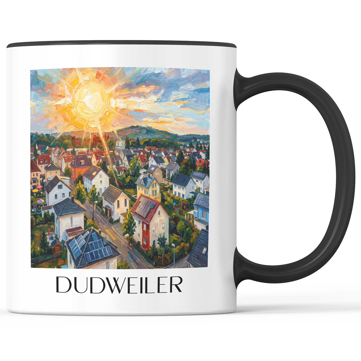 Dudweiler Kaffeebecher - Saartal - Deutschland Becher - Kaffeetasse im Ölgemälde Stil - favplace