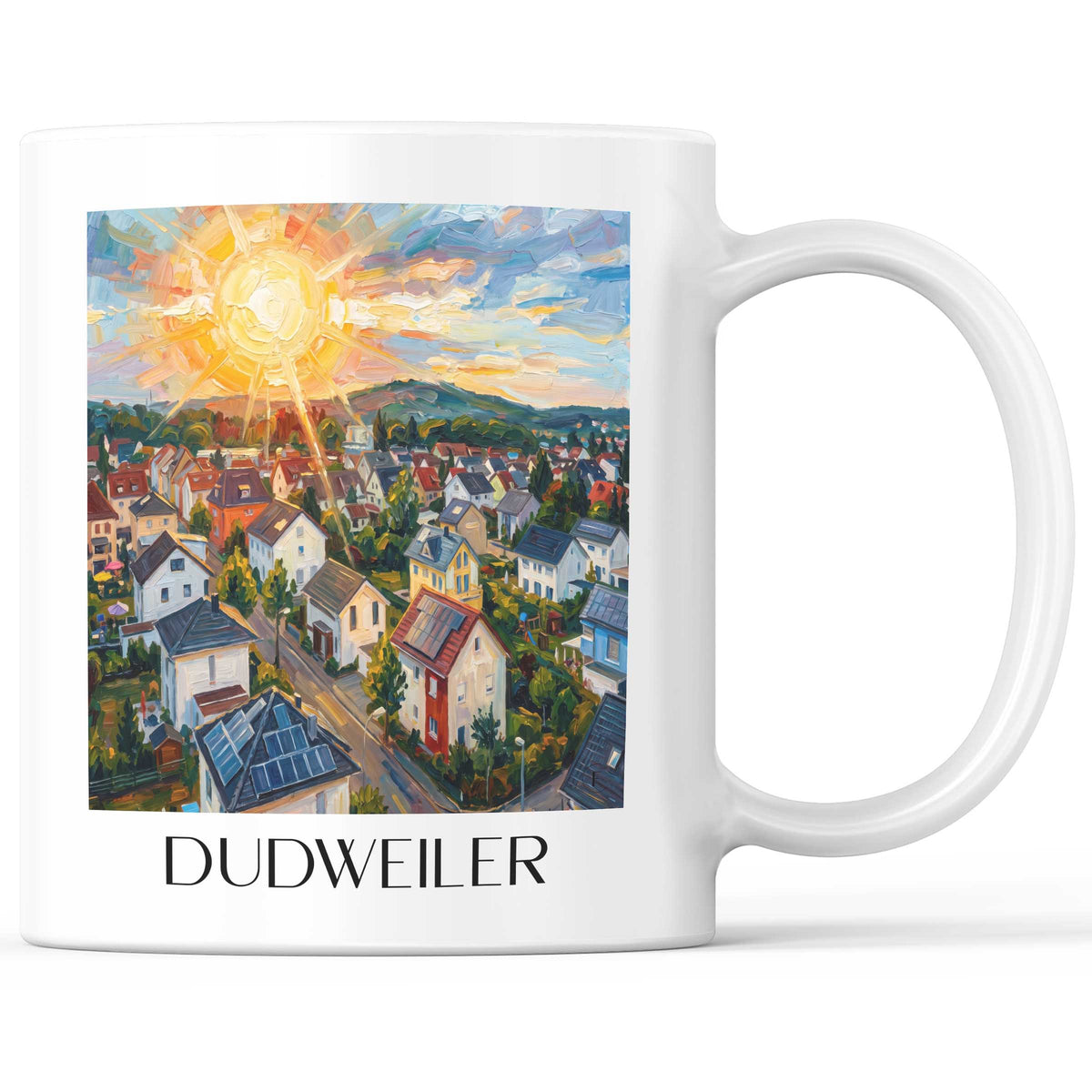 Dudweiler Kaffeebecher - Saartal - Deutschland Becher - Kaffeetasse im Ölgemälde Stil - favplace