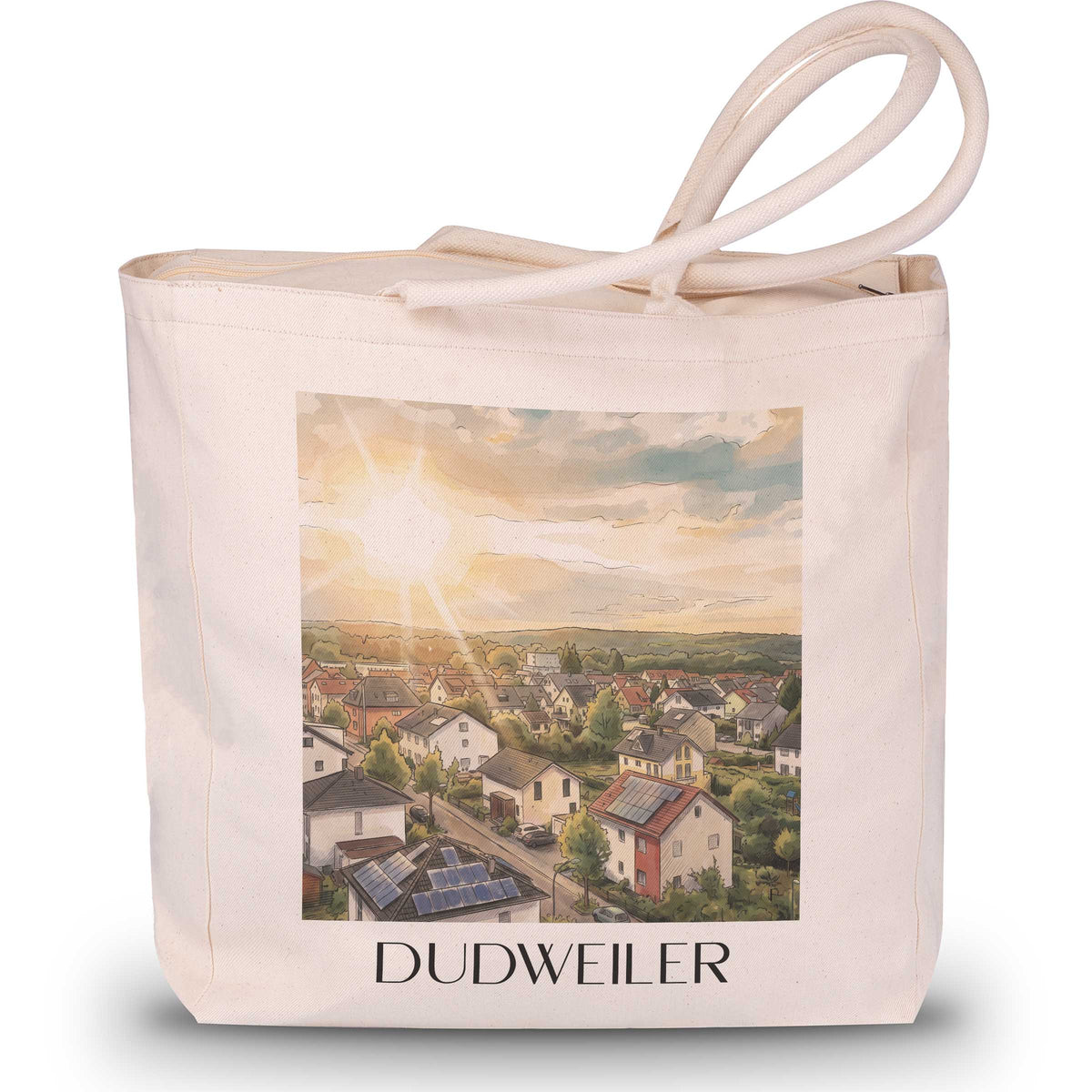 Dudweiler Shopping Tasche - Saartal - Deutschland Tote Bag - Einkaufstasche im Aquarell Stil - favplace