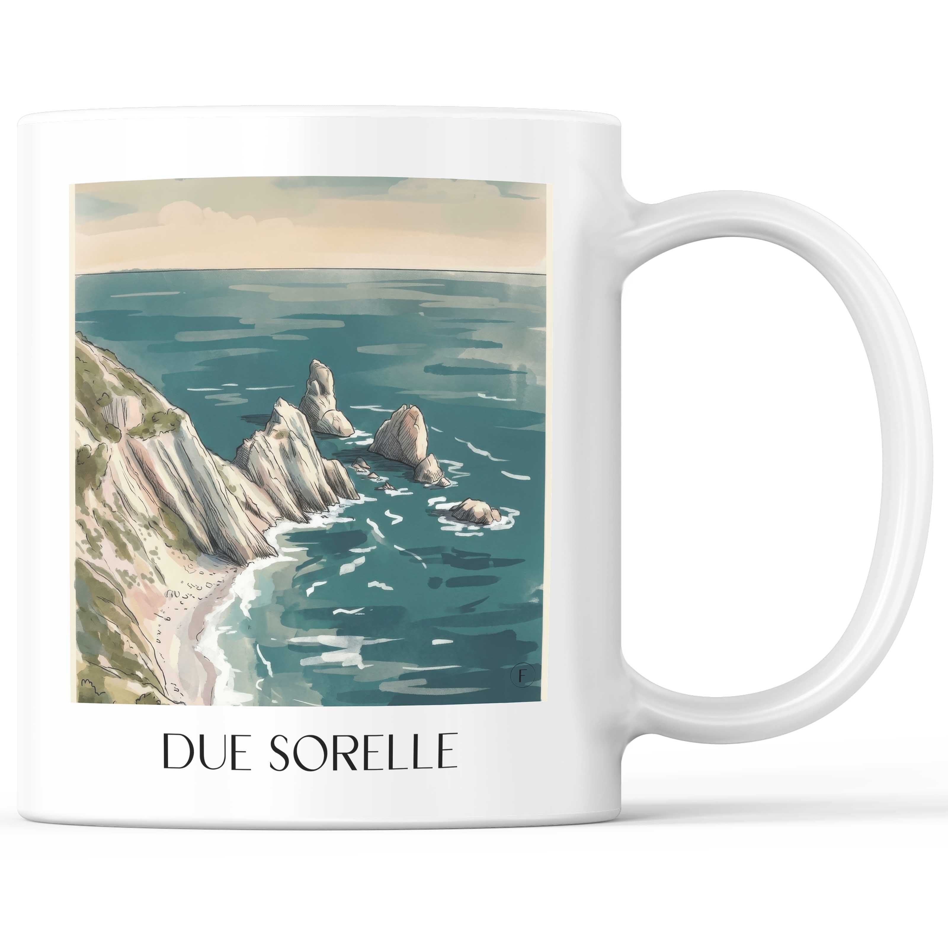 Due Sorelle Kaffeebecher - Sirolo - Italien Becher - Kaffeetasse im Aquarell Stil - favplace
