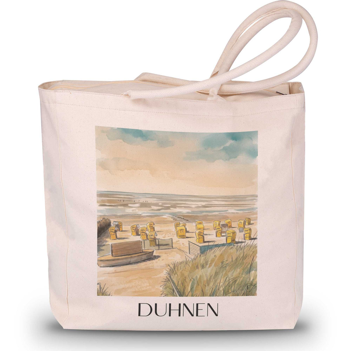 duhnen-nordseeküste-deutschland-einkaufstasche-aquarell
