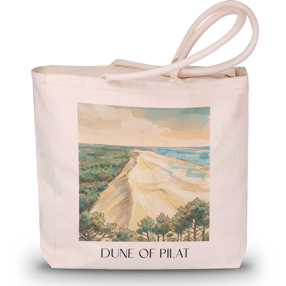 Dune du Pilat Shopping Tasche - Bassin d'Arcachon - Frankreich Tote Bag - Einkaufstasche im Aquarell Stil - favplace