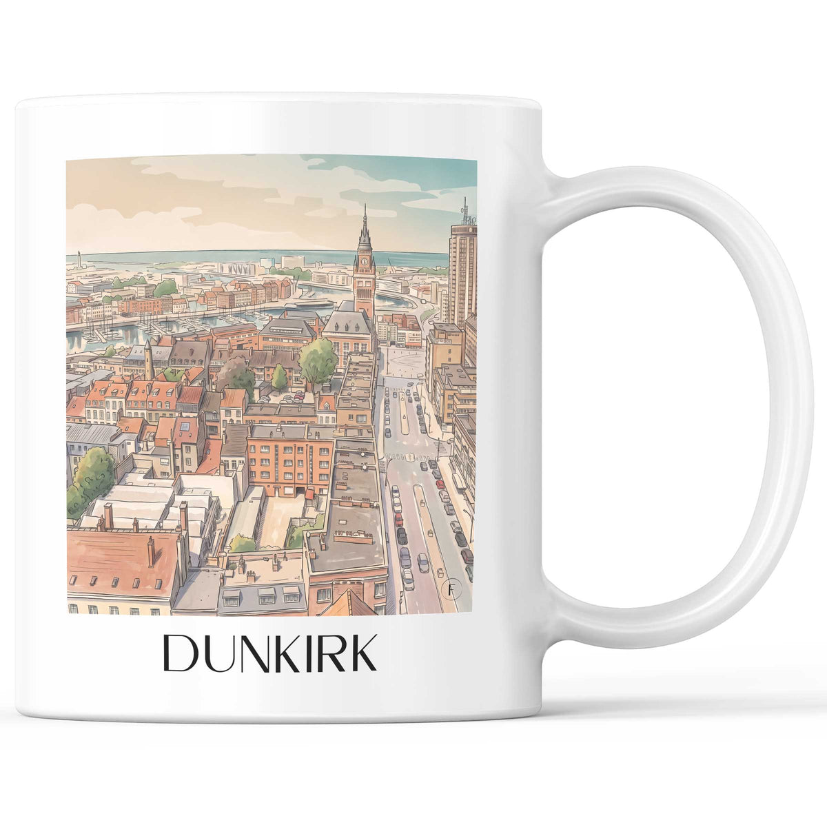 Dunkerque Kaffeebecher - Côte d'Opale - Frankreich Becher - Kaffeetasse im Aquarell Stil - favplace