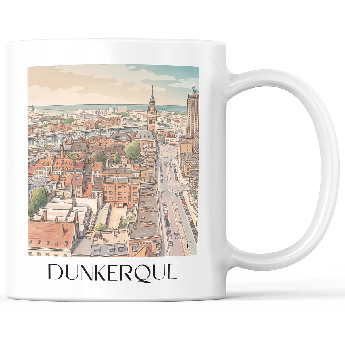 Dunkerque Kaffeebecher - Côte d'Opale - Frankreich Becher - Kaffeetasse im Aquarell Stil - favplace