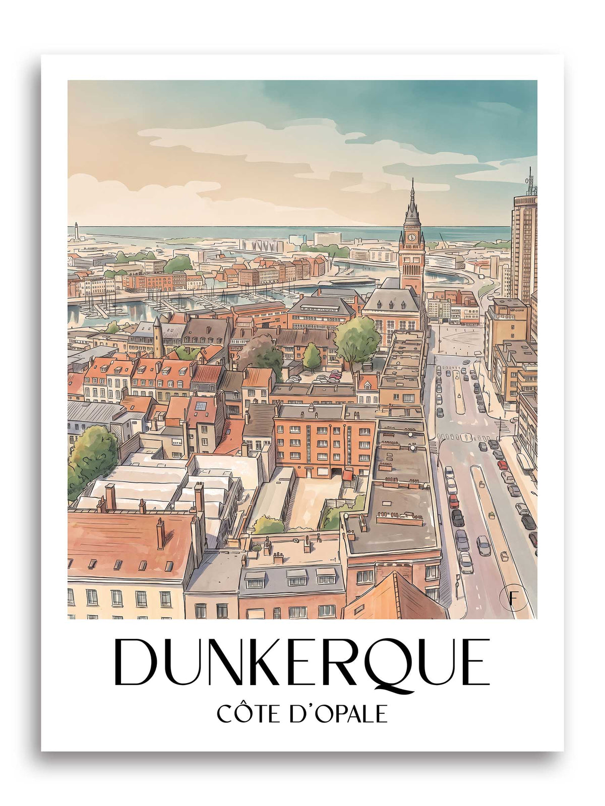 dunkerque-côte-d'opale-frankreich-poster-aquarell