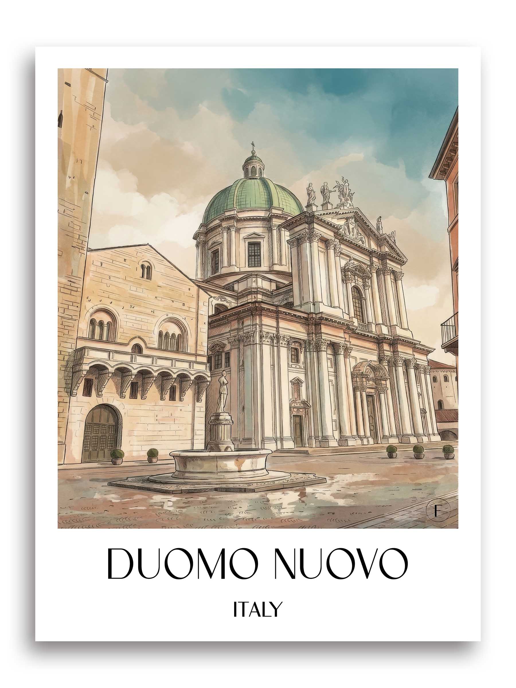 Duomo Nuovo Poster - Brescia - Italien Kunstdruck - Aquarell von A4 bis A1 - favplace