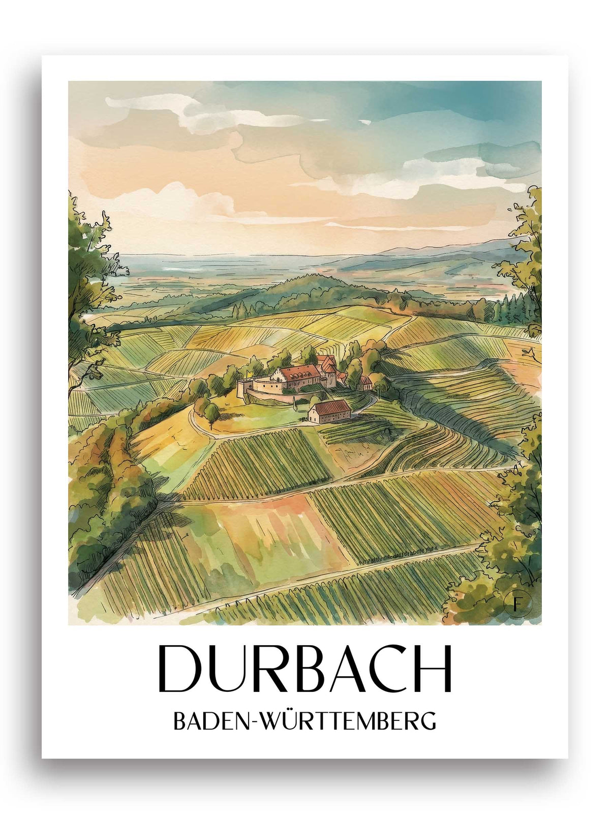 durbach-baden-württemberg-deutschland-poster-aquarell