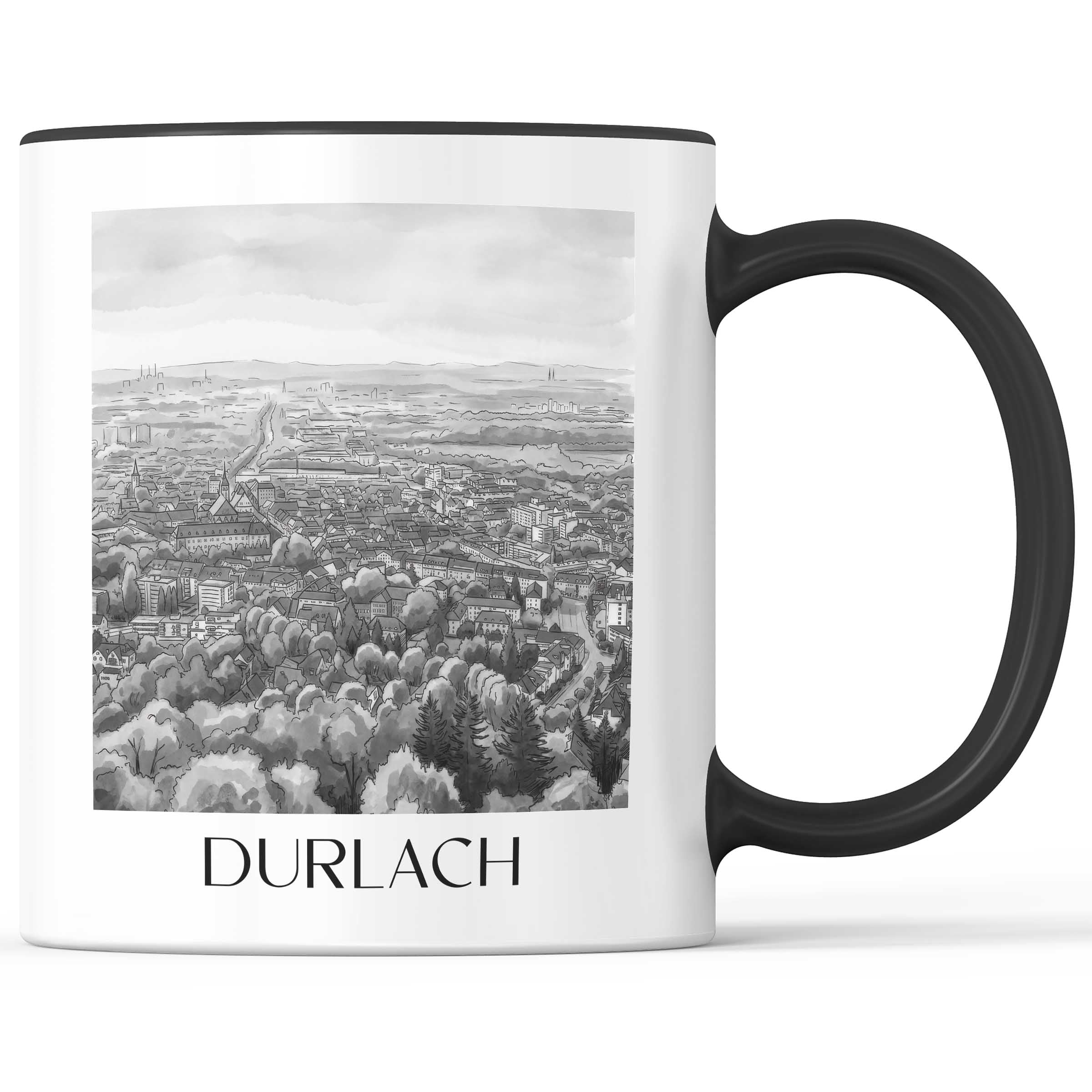 durlach--karlsruhe-deutschland-kaffeebecher-aquarell-schwarz-weiss