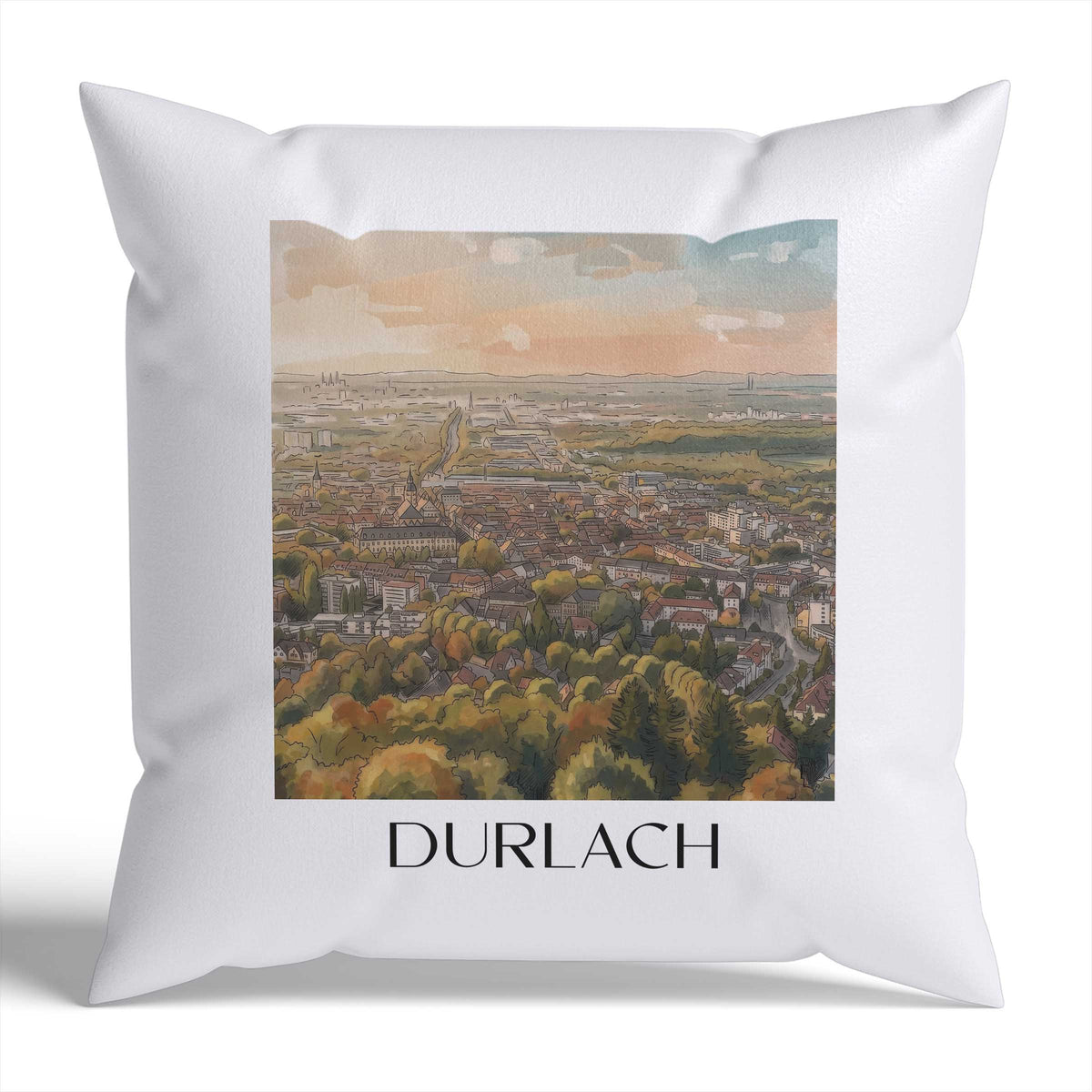 Durlach Kissenhülle - Zierkissen Bezug - Karlsruhe - Deutschland Kissen bzw. Kissenbezug im Aquarell Stil - favplace