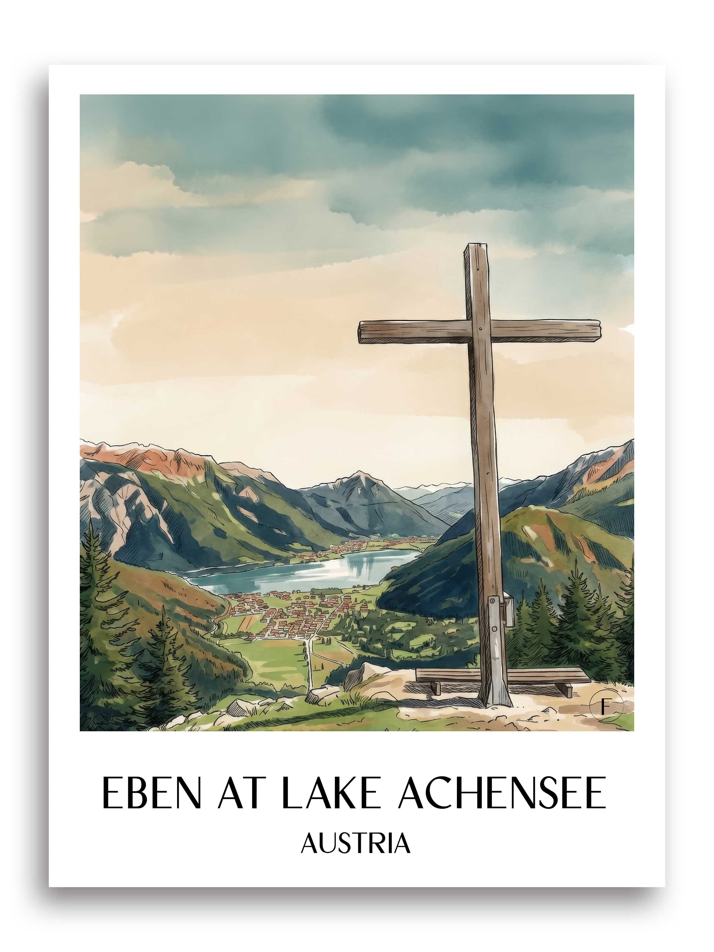 Eben am Achensee Poster - Tirol - Österreich Kunstdruck - Aquarell von A4 bis A1 - favplace