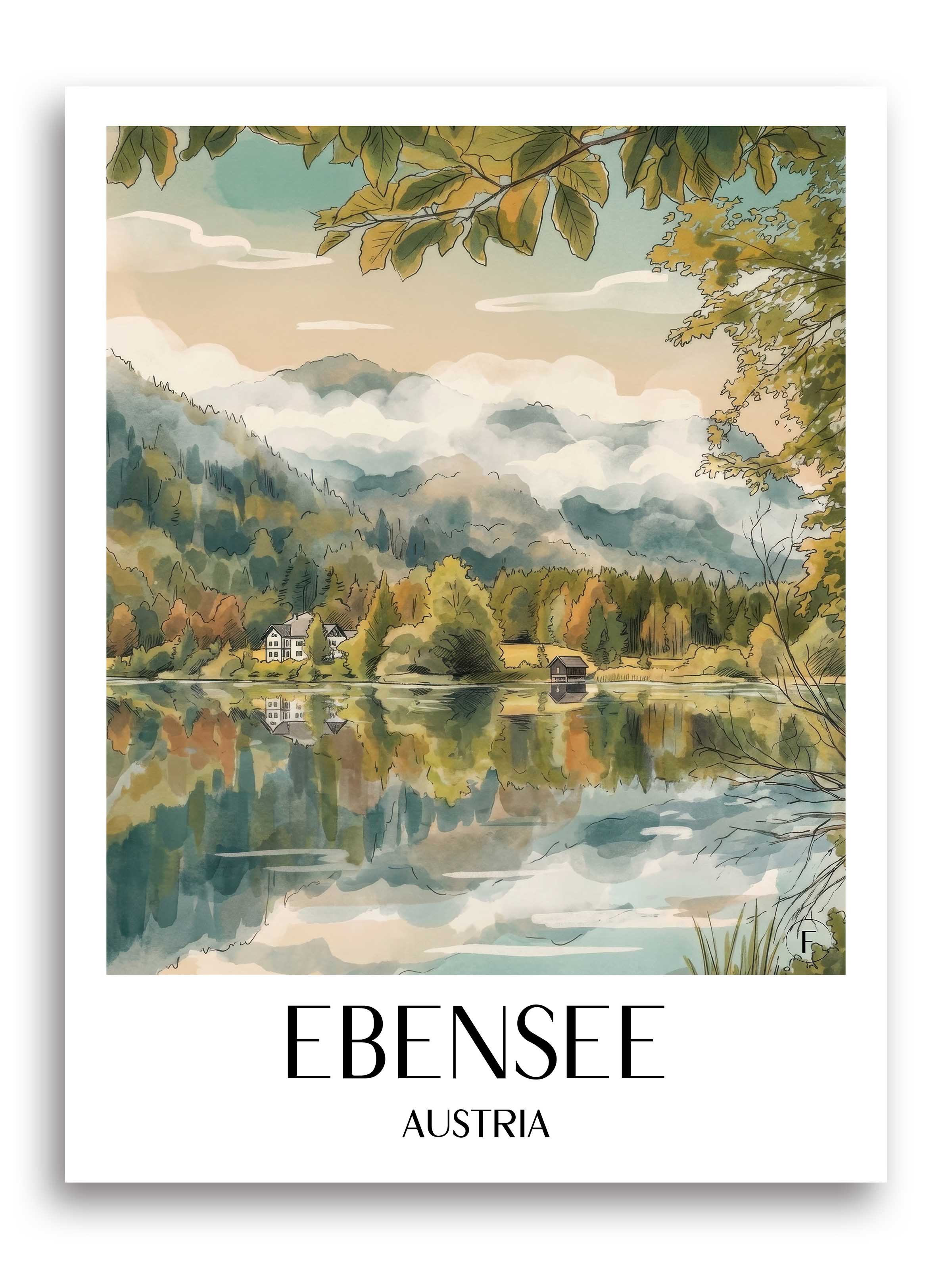 Ebensee Poster - Österreich - Österreich Kunstdruck - Aquarell von A4 bis A1 - favplace