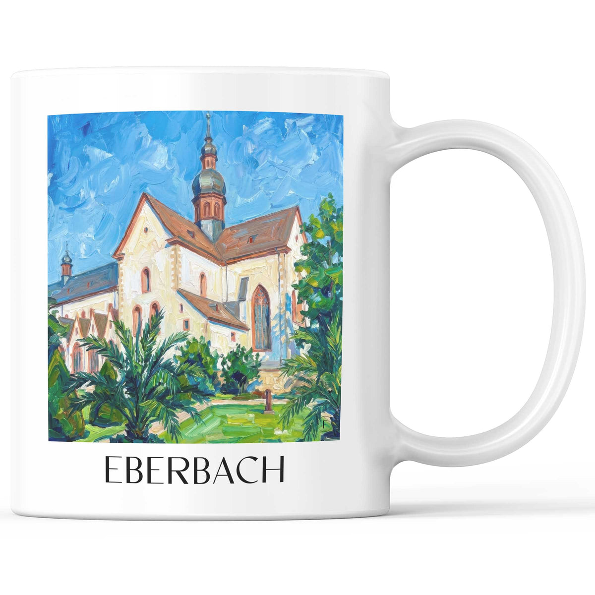Eberbach Kaffeebecher - Neckartal - Deutschland Becher - Kaffeetasse im Ölgemälde Stil - favplace