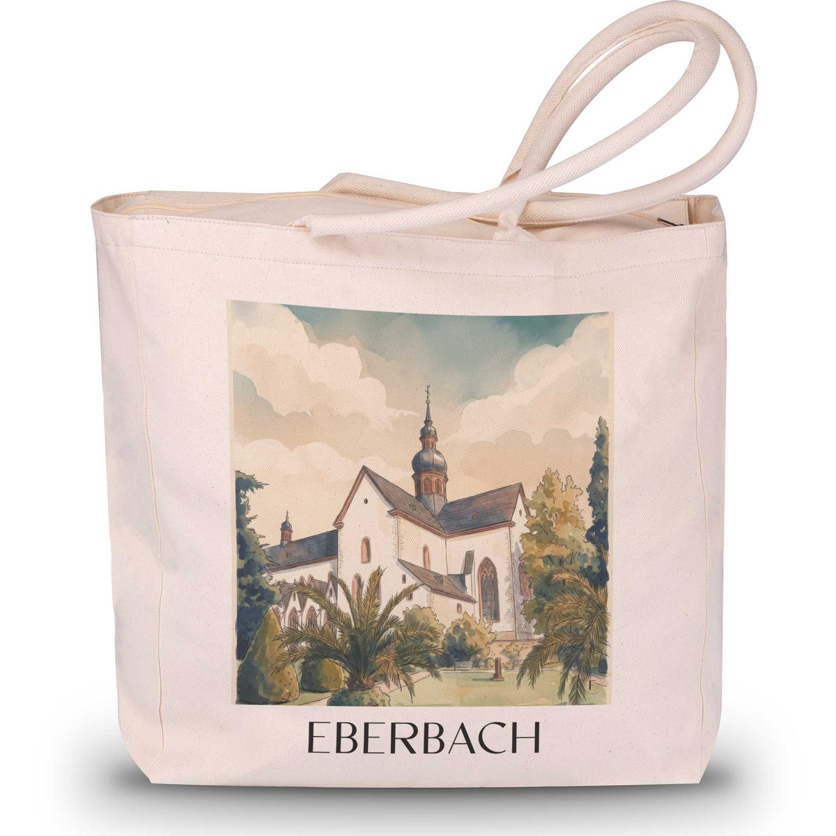 Eberbach Shopping Tasche - Neckartal - Deutschland Tote Bag - Einkaufstasche im Aquarell Stil - favplace
