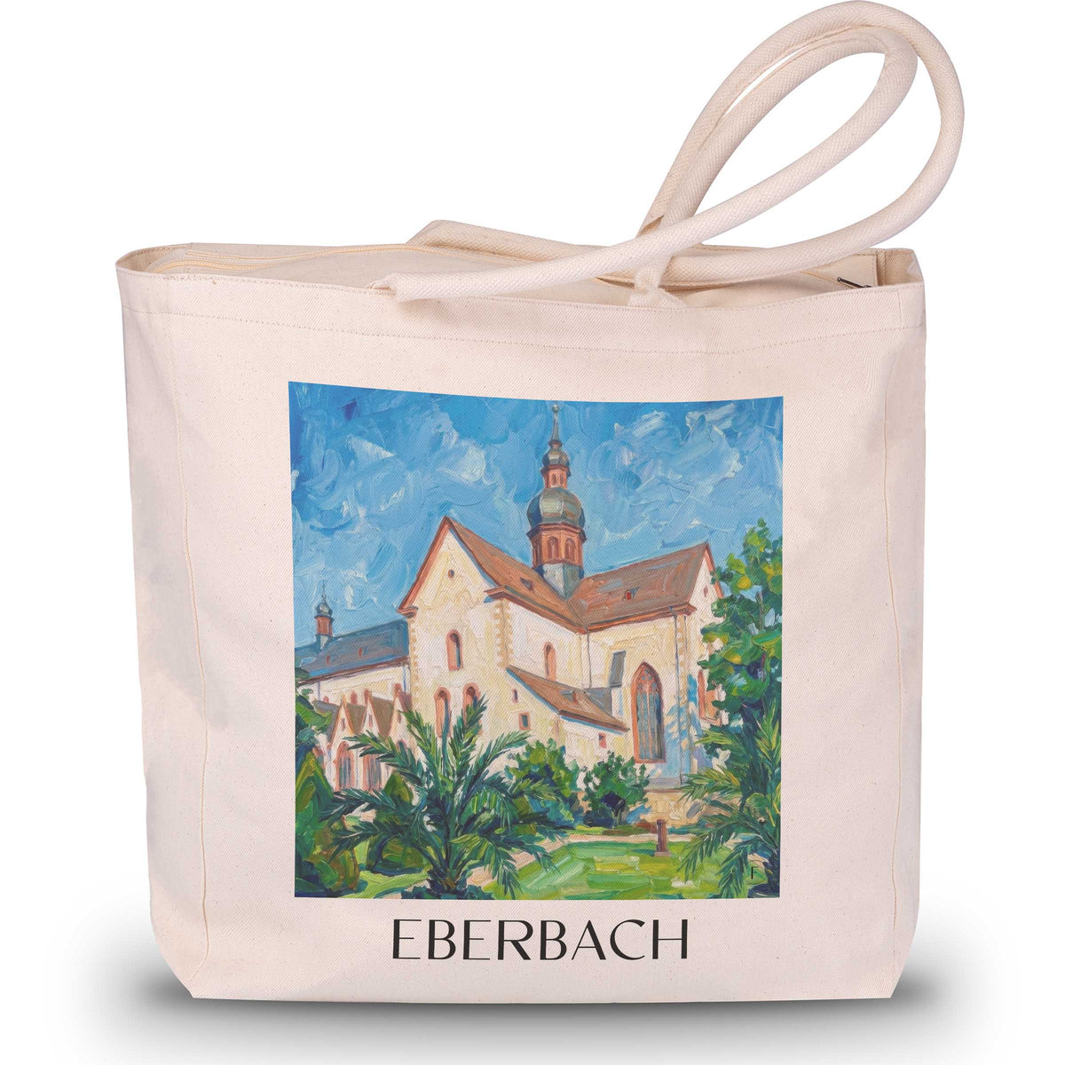 Eberbach Shopping Tasche - Neckartal - Deutschland Tote Bag - Einkaufstasche im Ölgemälde Stil - favplace