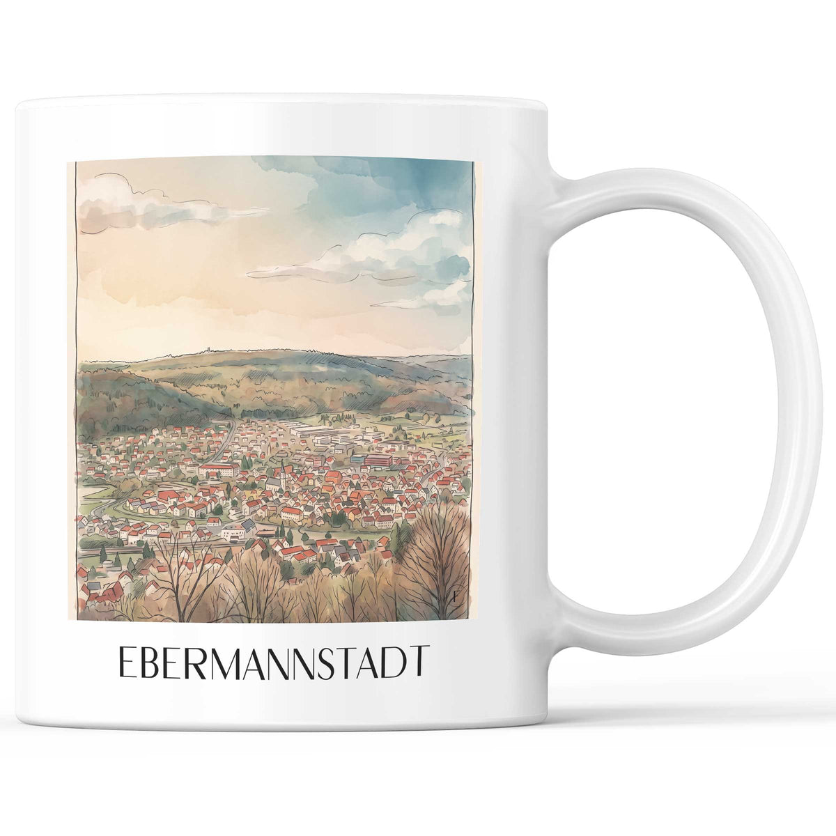 ebermannstadt-fränkische-schweiz-deutschland-kaffeebecher-aquarell