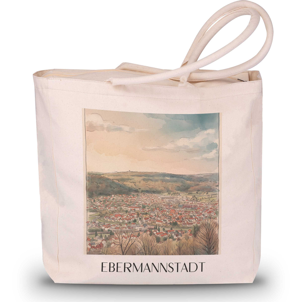 ebermannstadt-fränkische-schweiz-deutschland-einkaufstasche-aquarell