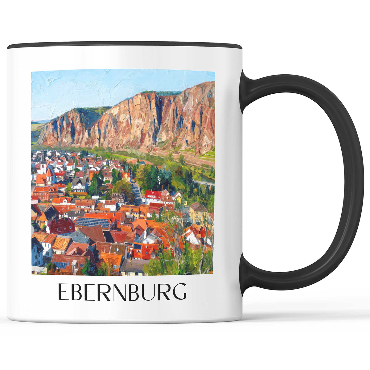 Ebernburg Kaffeebecher - Rheinland-Pfalz - Deutschland Becher - Kaffeetasse im Ölgemälde Stil