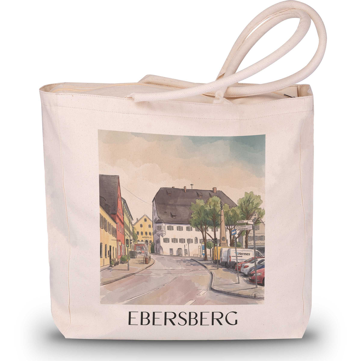 Ebersberg Shopping Tasche - Oberbayern - Deutschland Tote Bag - Einkaufstasche im Aquarell Stil - favplace