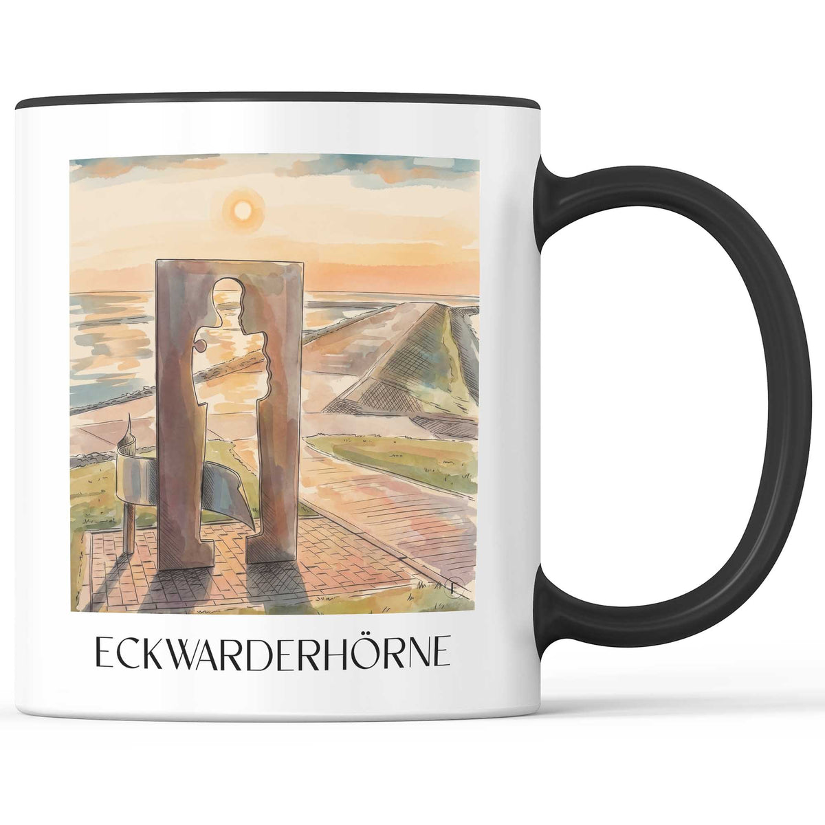 eckwarderhörne-niedersachsen-deutschland-kaffeebecher-aquarell