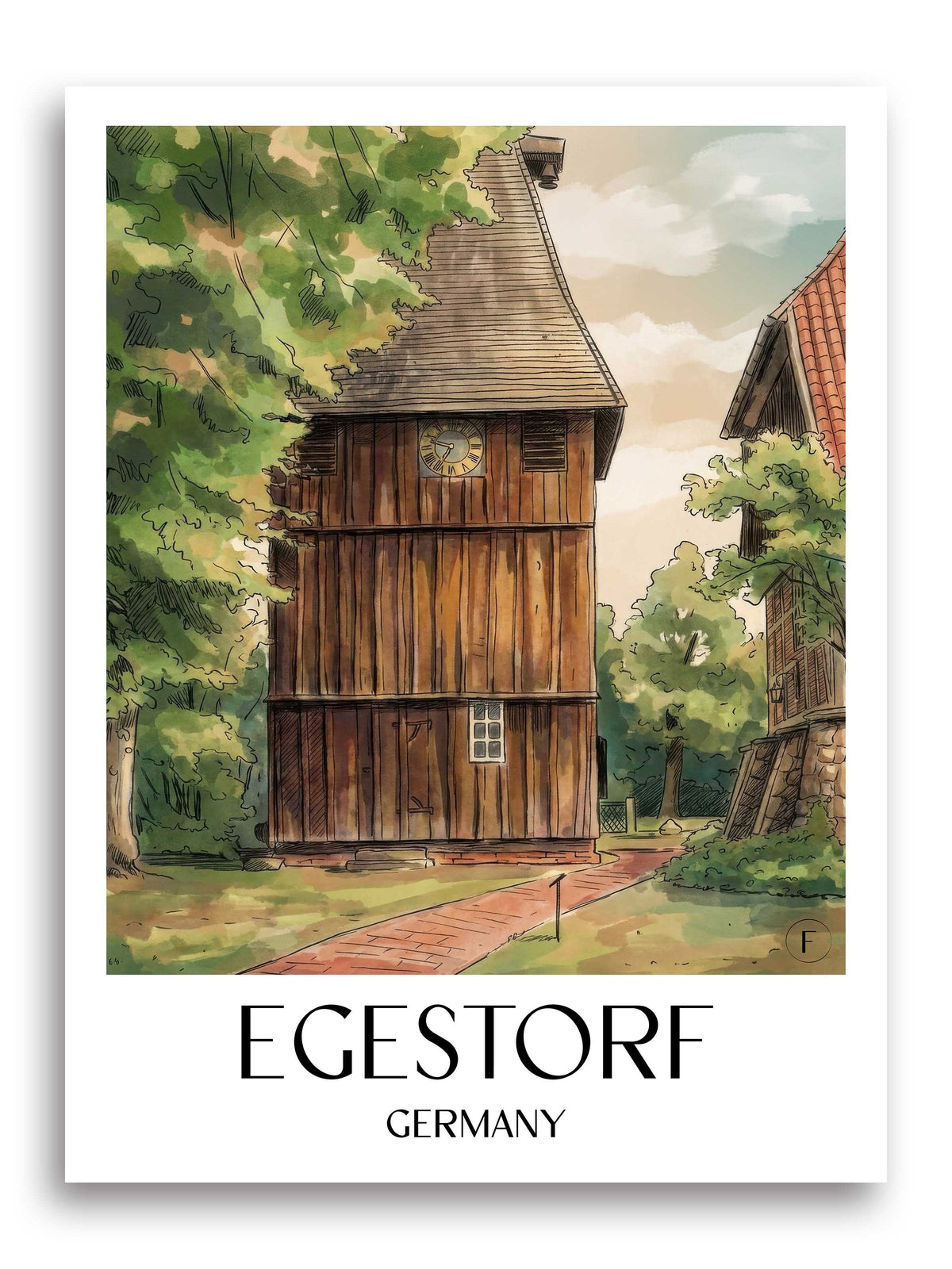 Egestorf Poster - Lüneburger Heide - Deutschland Kunstdruck - Aquarell von A4 bis A1 - favplace