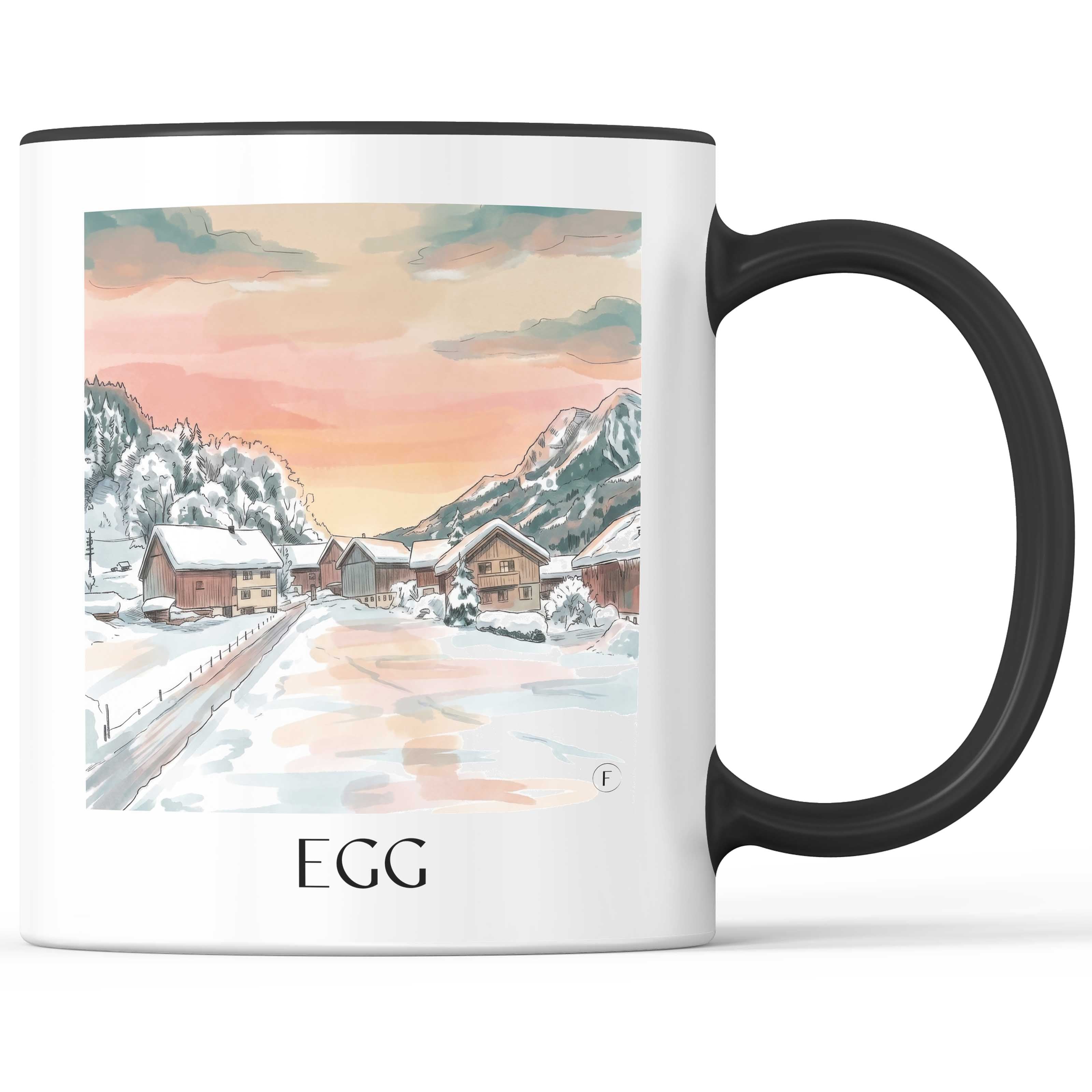 Egg Kaffeebecher - Bregenzerwald - Österreich Becher - Kaffeetasse im Aquarell Stil - favplace