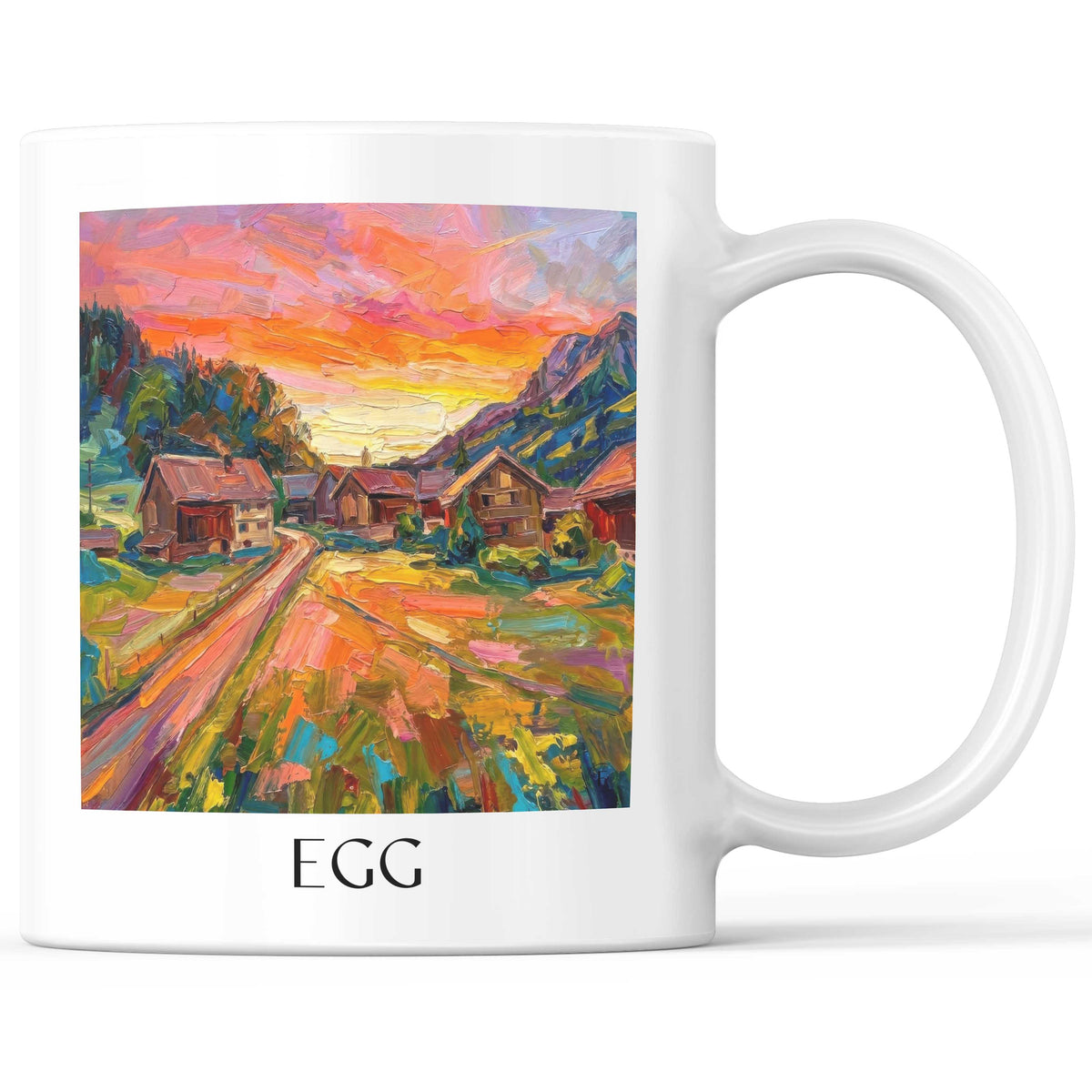 Egg Kaffeebecher - Bregenzerwald - Österreich Becher - Kaffeetasse im Ölgemälde Stil - favplace