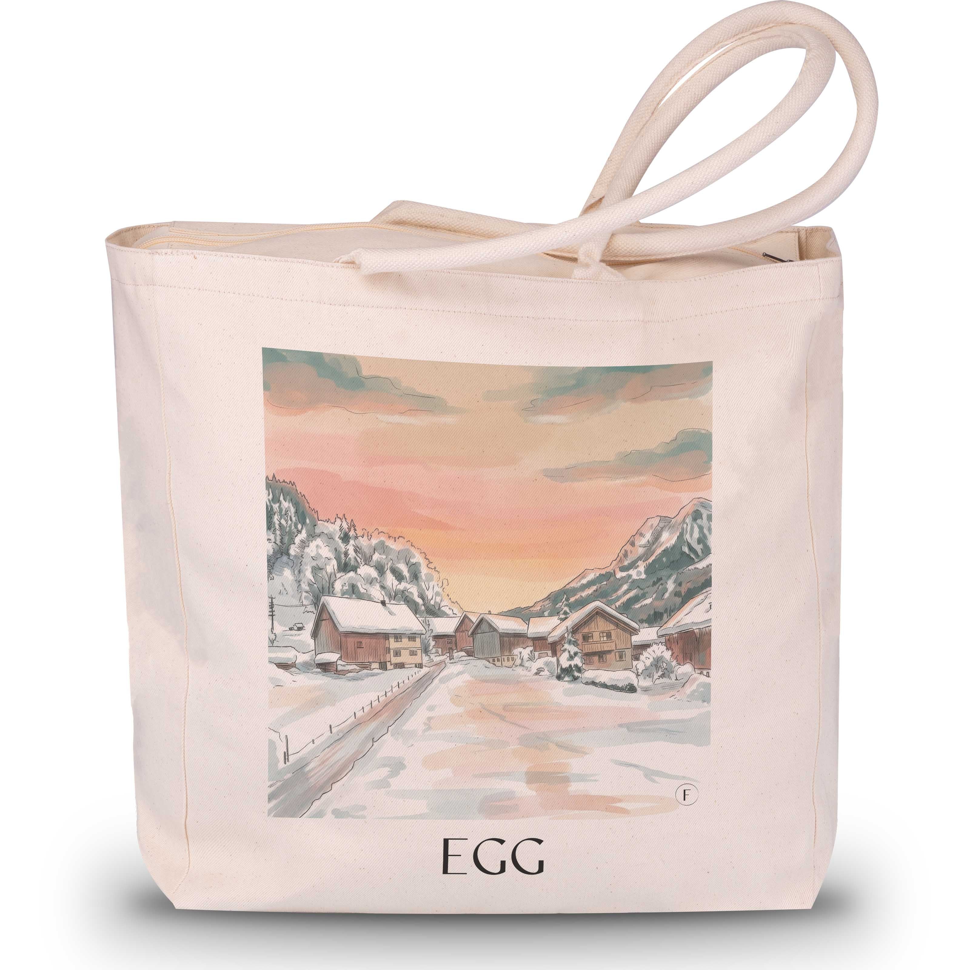 Egg Shopping Tasche - Bregenzerwald - Österreich Tote Bag - Einkaufstasche im Aquarell Stil - favplace