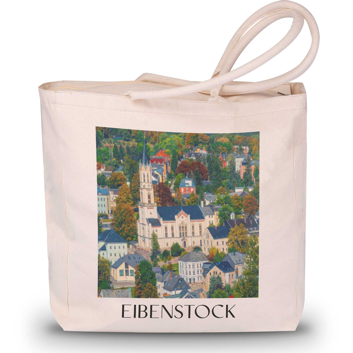 eibenstock-erzgebirge-deutschland-einkaufstasche-oil-painting-oelgemaelde
