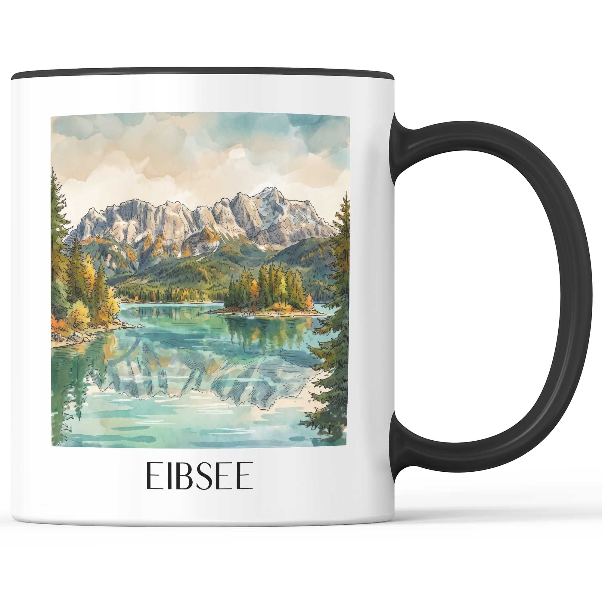 eibsee-wettersteingebirge-deutschland-kaffeebecher-aquarell