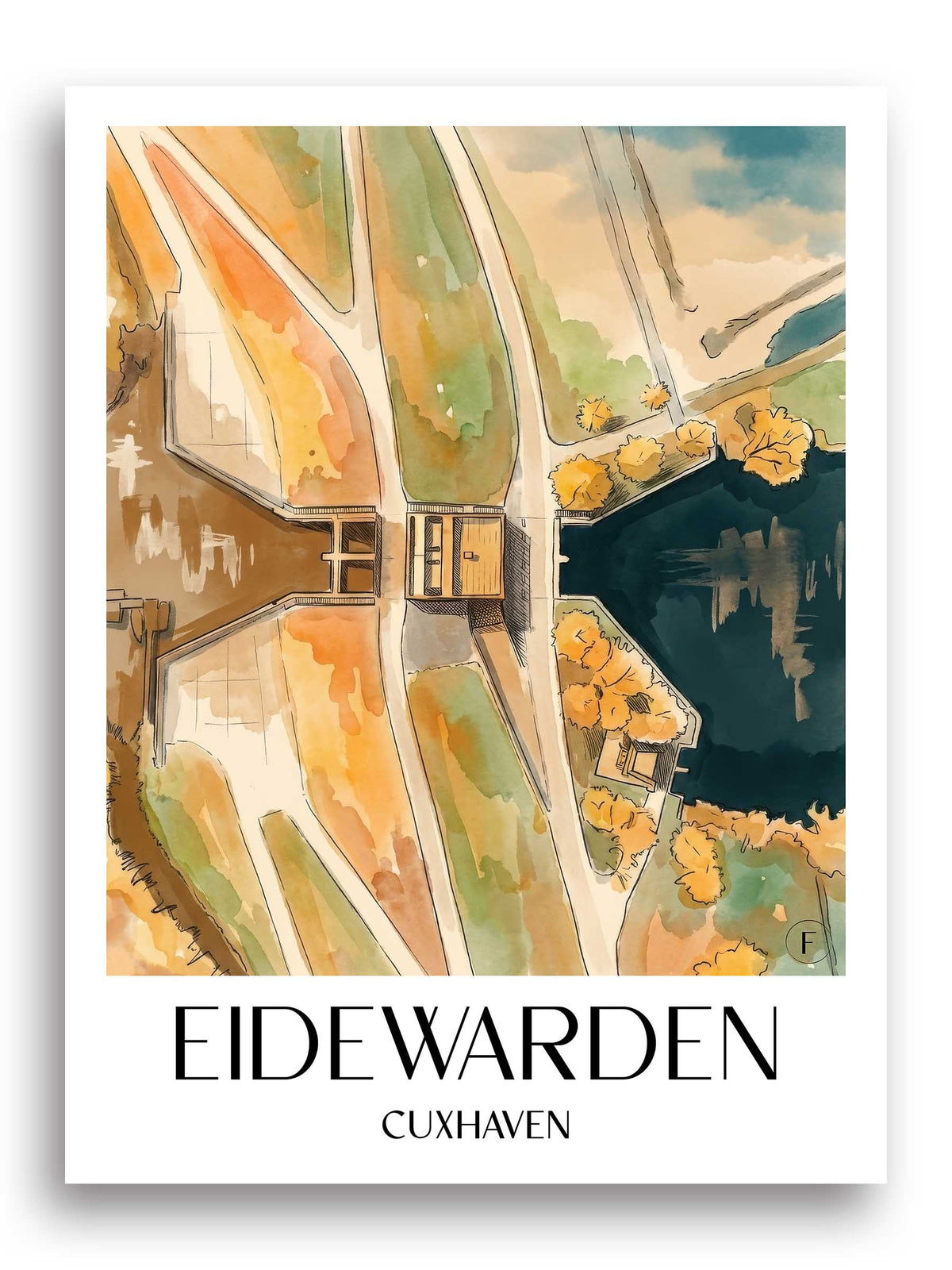 eidewarden-cuxhaven-deutschland-poster-aquarell