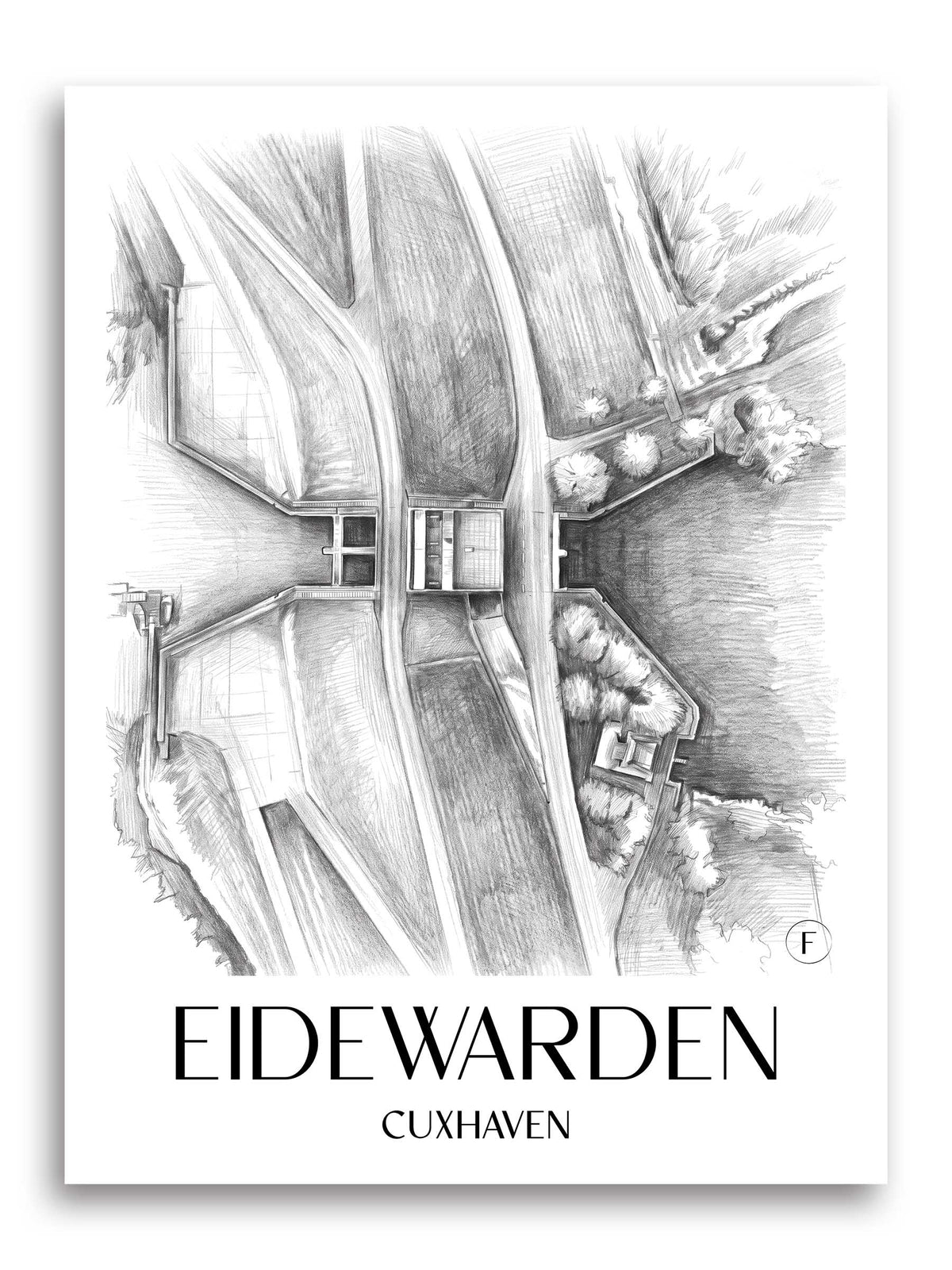 eidewarden-cuxhaven-deutschland-poster-bleistift-zeichnung-drawing