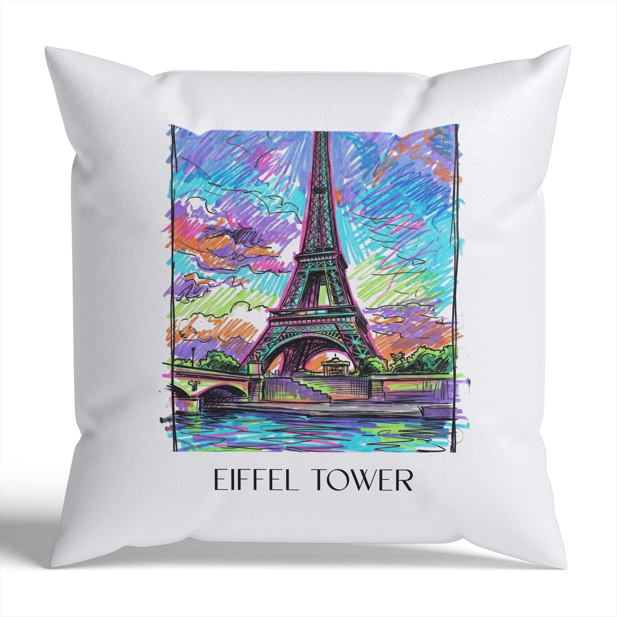 Eiffelturm Kissenhülle - Zierkissen Bezug - Paris - Frankreich Kissen bzw. Kissenbezug im Tag Graffiti Stil - favplace