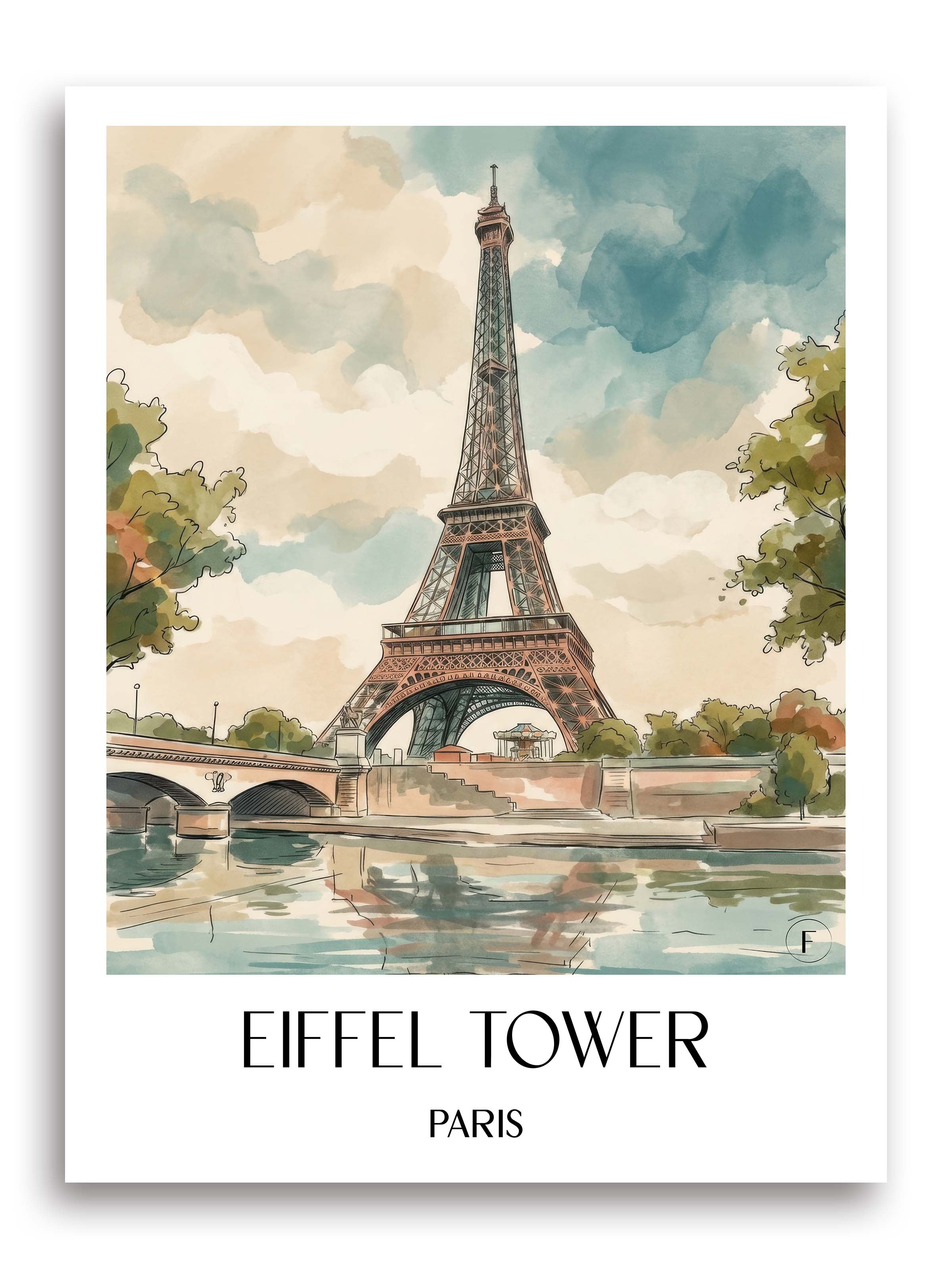 Eiffelturm Poster - Paris - Frankreich Kunstdruck - Aquarell von A4 bis A1 - favplace