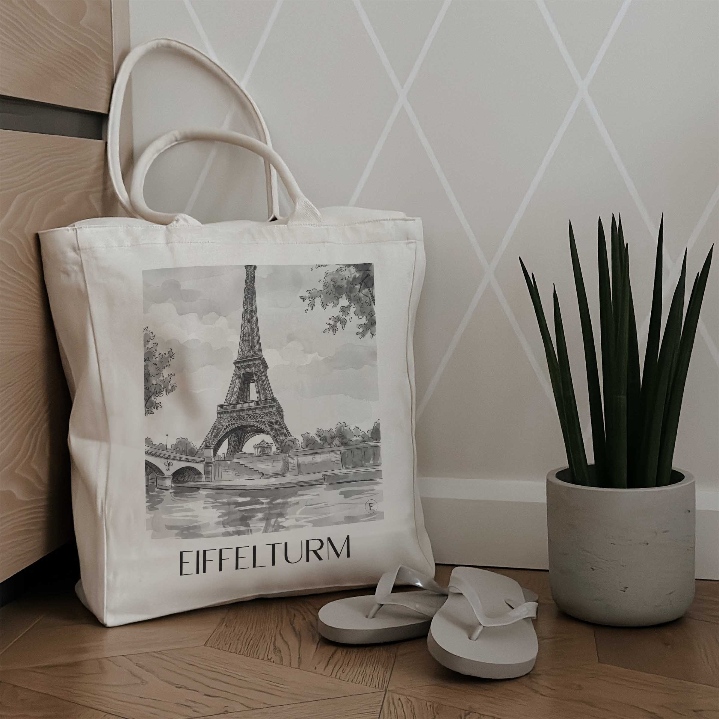 eiffelturm-paris-frankreich-einkaufstasche-aquarell-schwarz-weiss