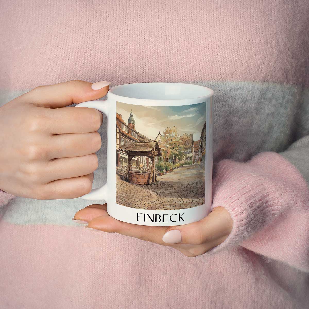 einbeck-niedersachsen-deutschland-kaffeebecher-aquarell