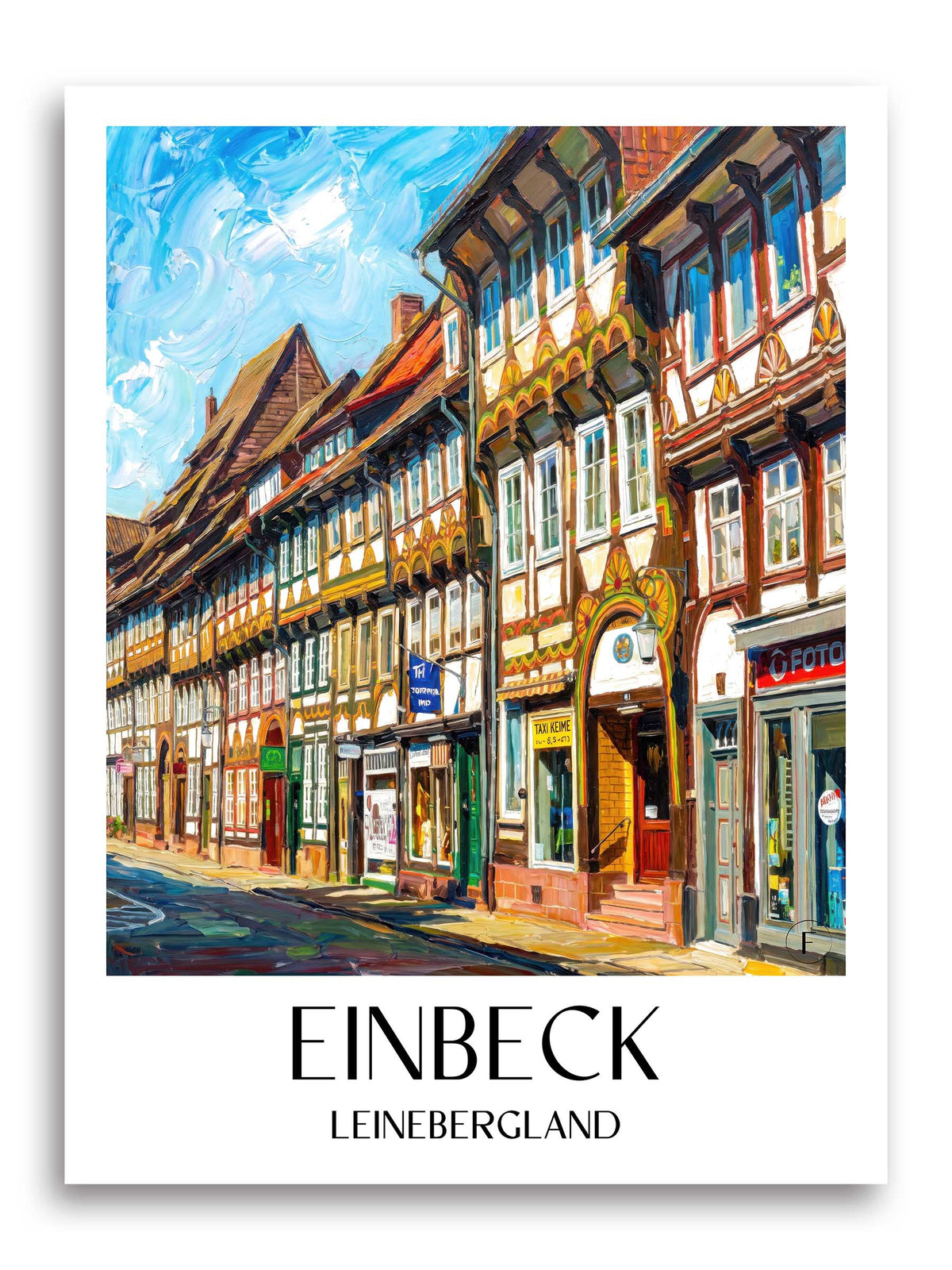 Einbeck Poster - Leinebergland - Deutschland Kunstdruck - Ölgemälde von A4 bis A1 - favplace