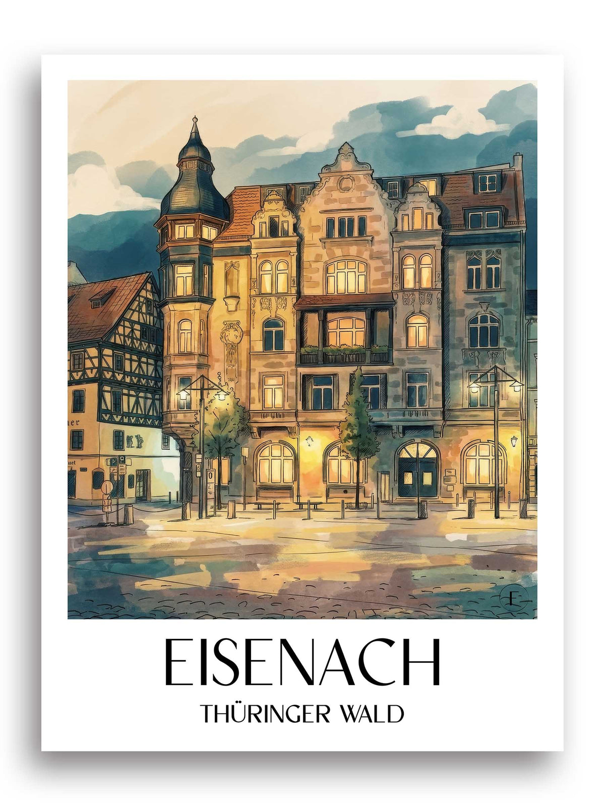 eisenach-thüringer-wald-deutschland-poster-aquarell