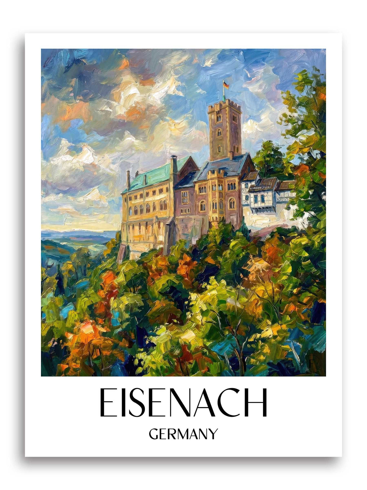 Eisenach Poster - Wartburg - Deutschland Kunstdruck - Ölgemälde von A4 bis A1 - favplace